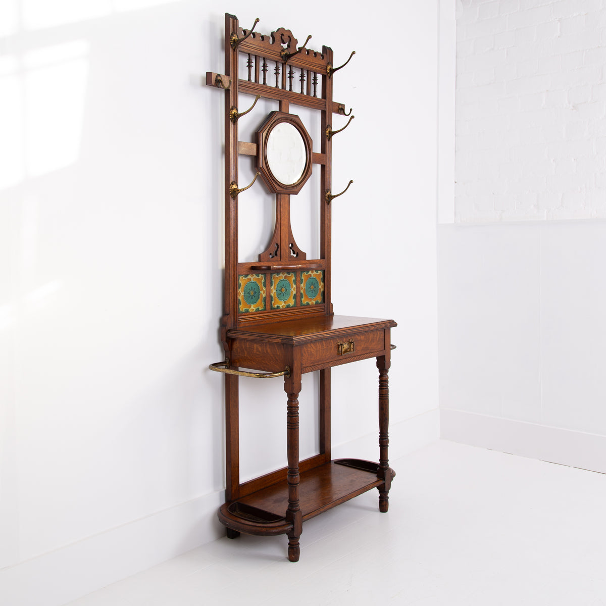 Delightful Golden Victorian Oak Hallstand 1900