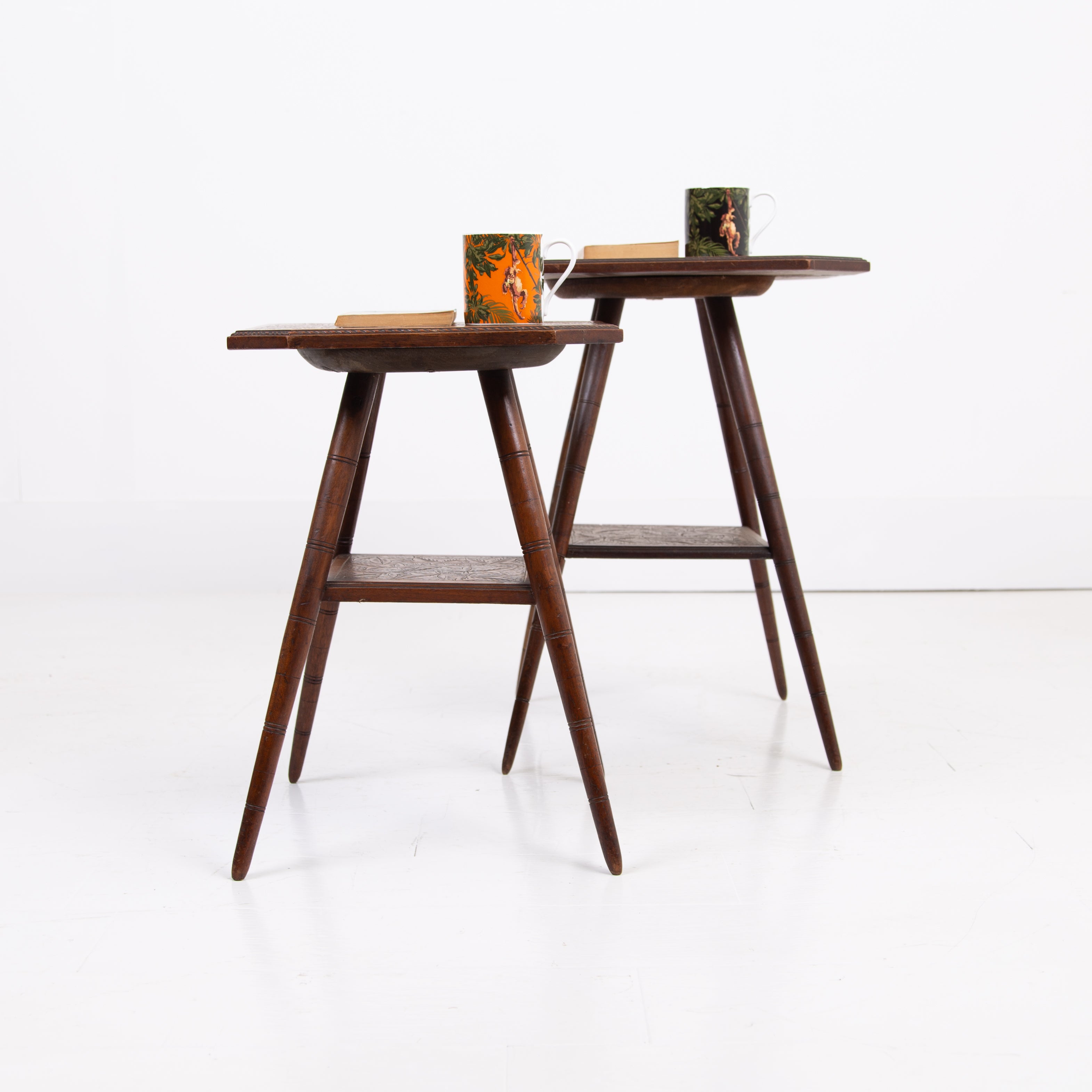 Pair of Carved Side Table with Oranges C1915