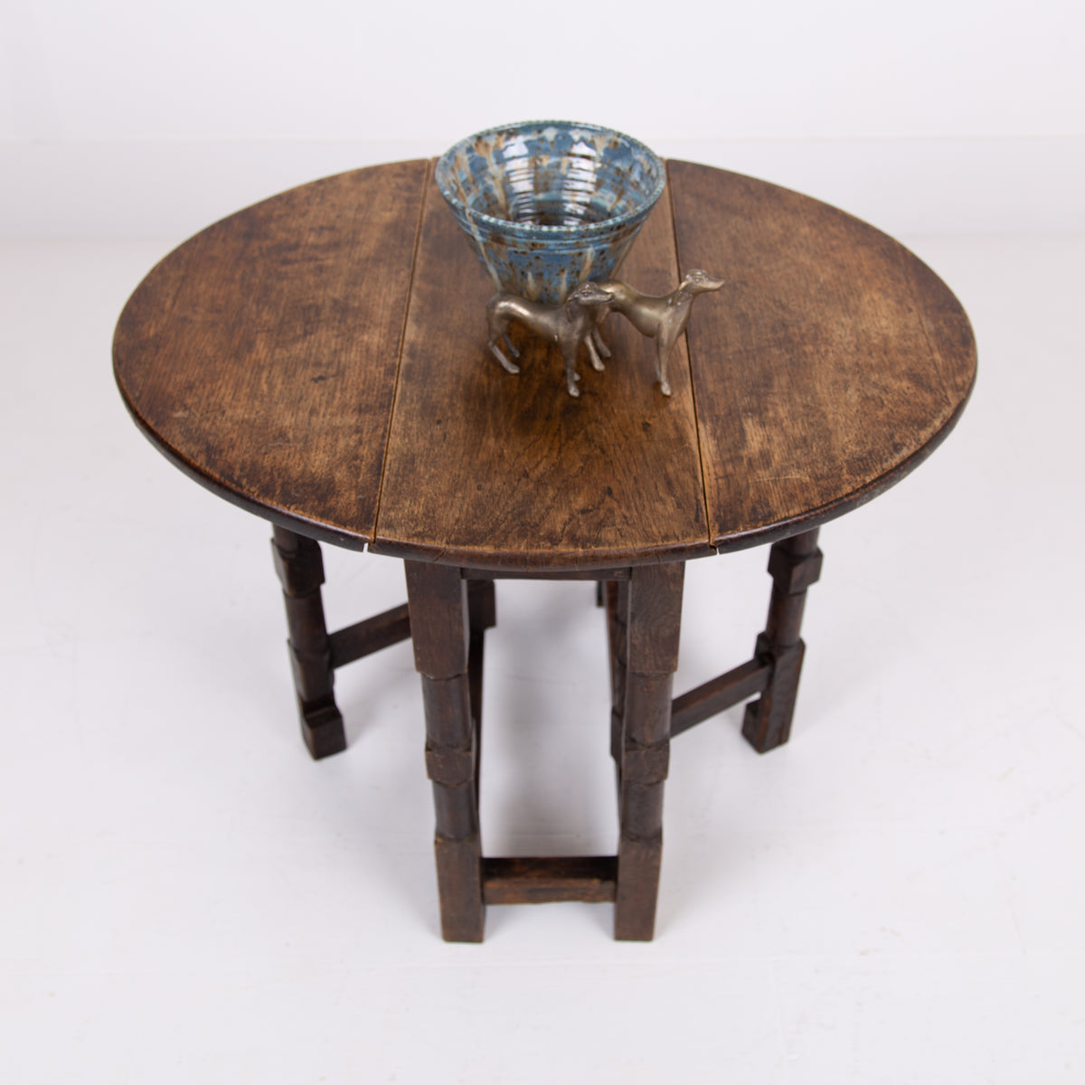 Interesting Oak Low Gateleg Side Table 1920s
