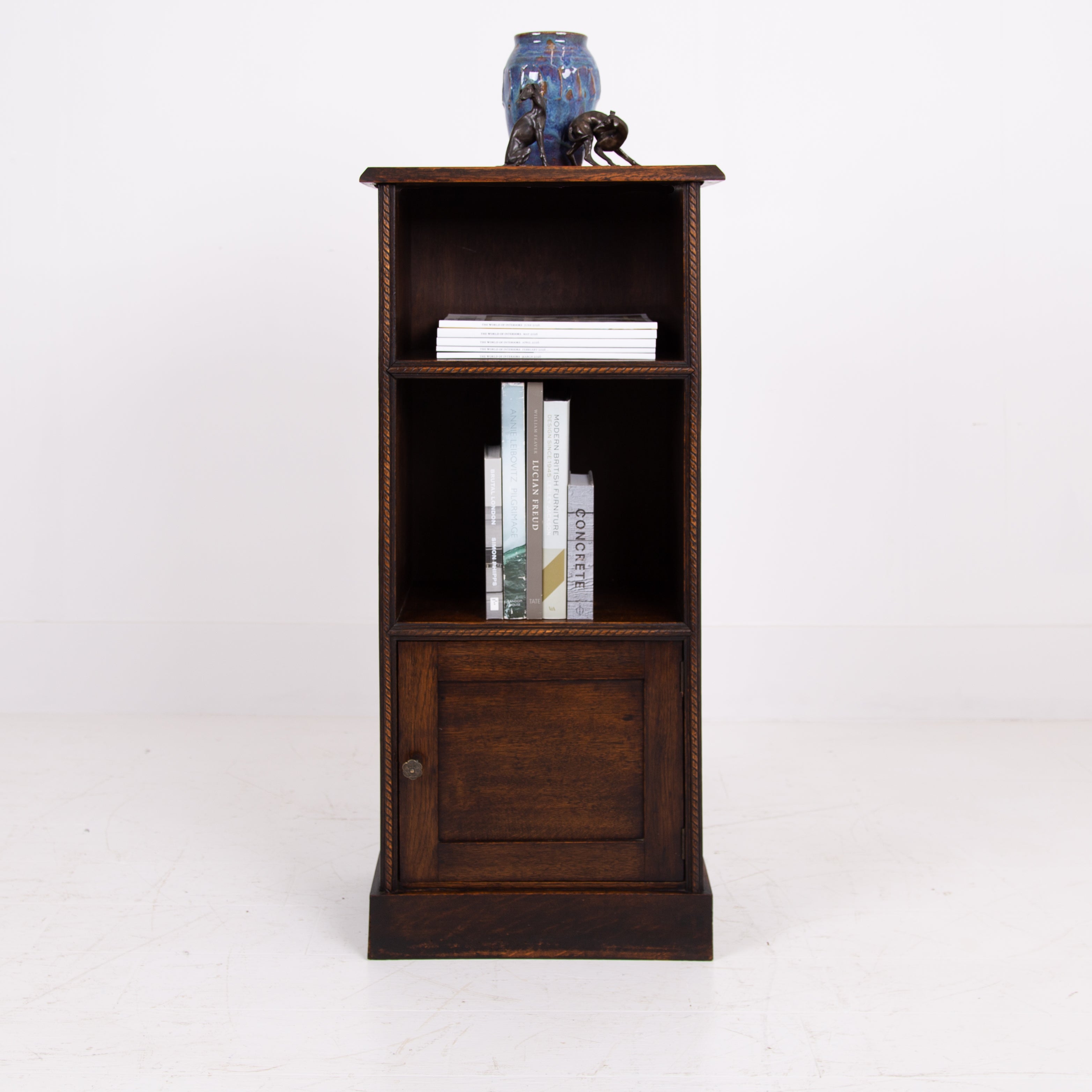 Small Late Victorian Oak Bookcase With Cupboard