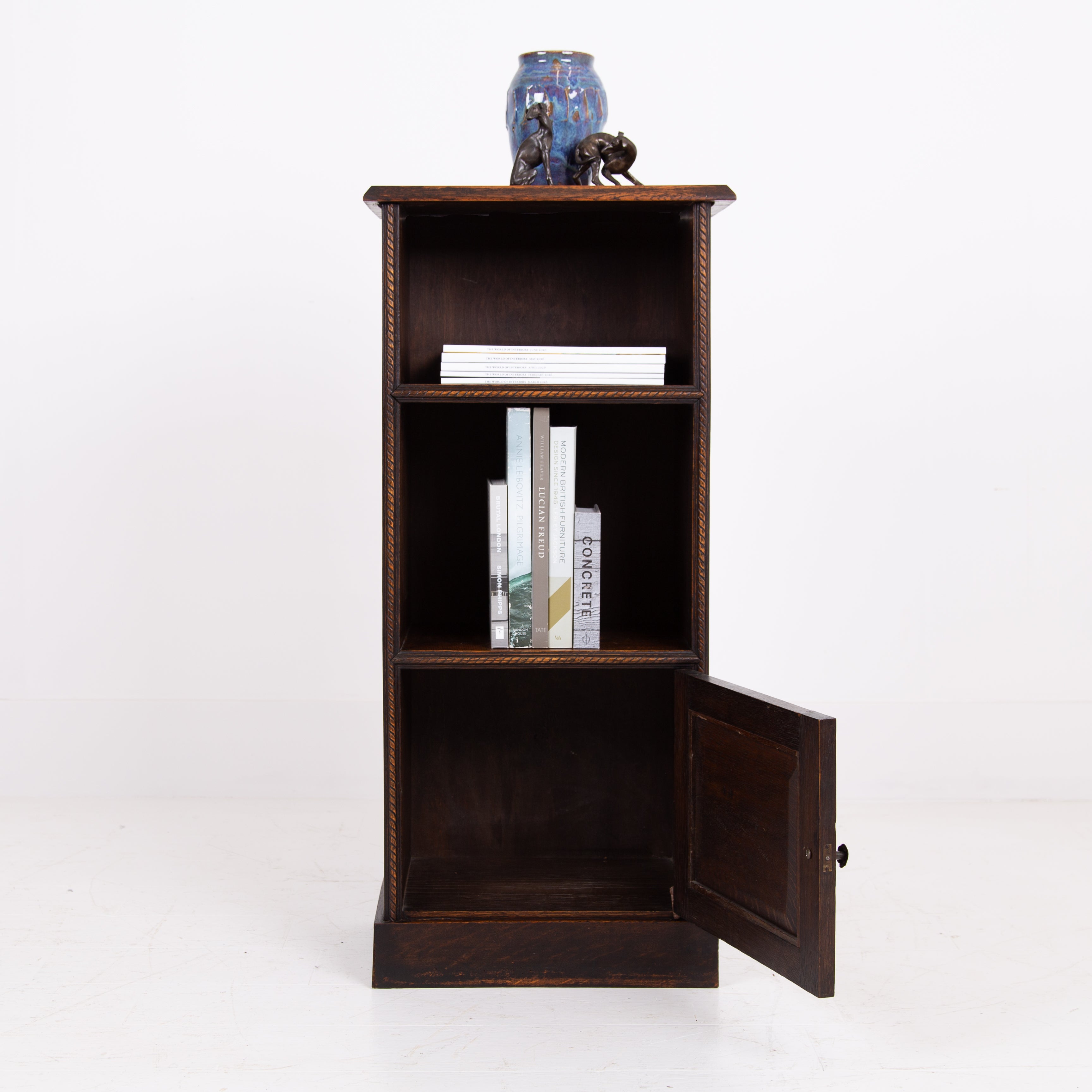 Small Late Victorian Oak Bookcase With Cupboard
