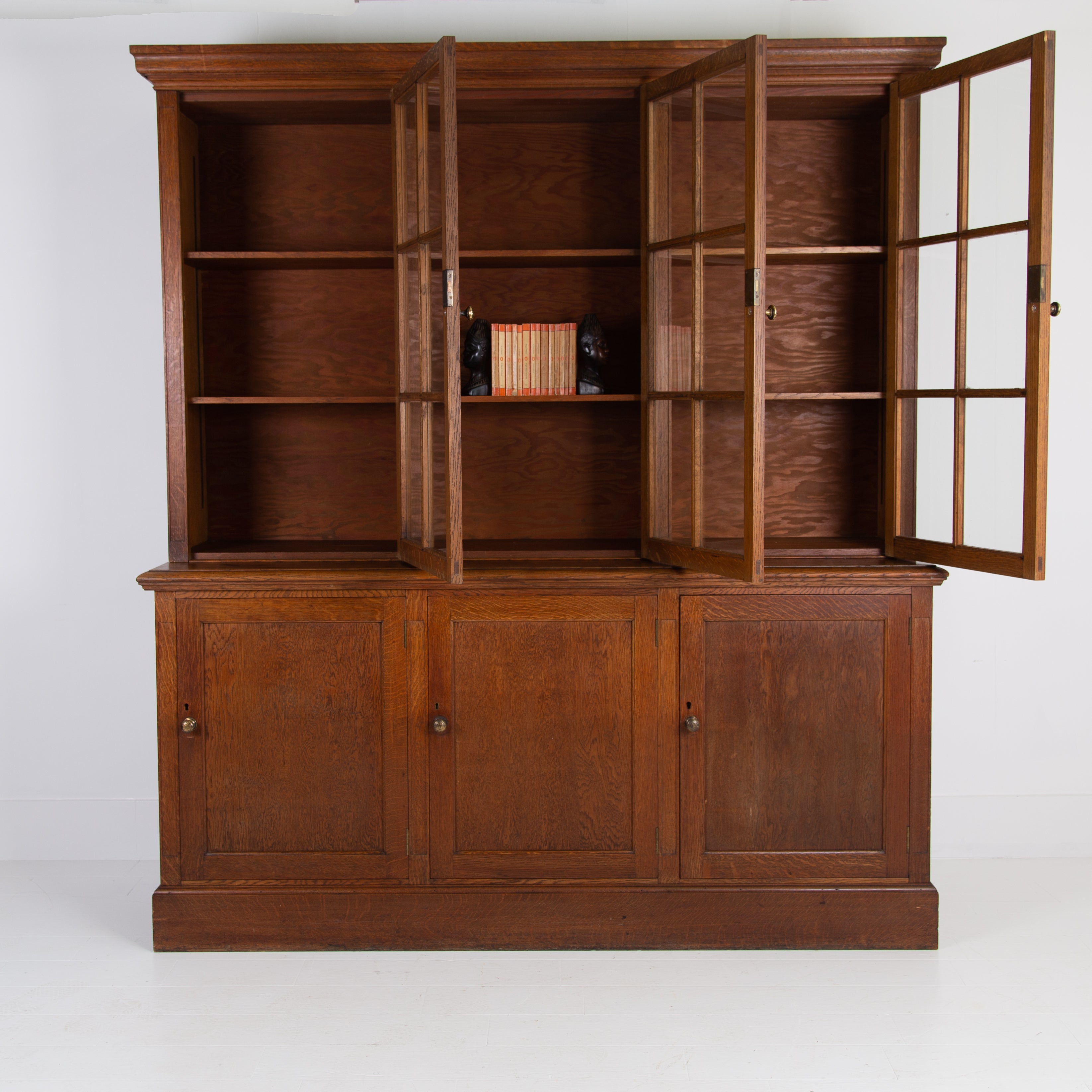 Tremendous Golden Oak Glazed School Cabinet C1920