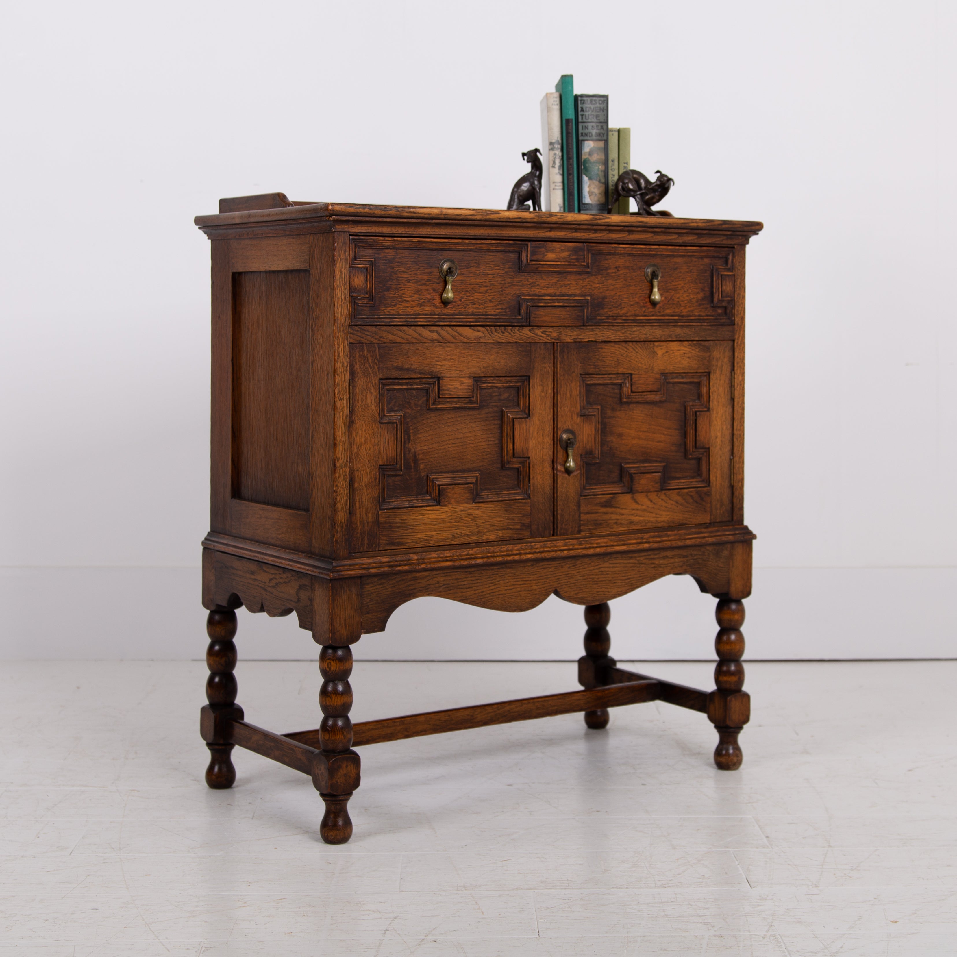 Gorgeous Little English Oak Cabinet Chest C1920