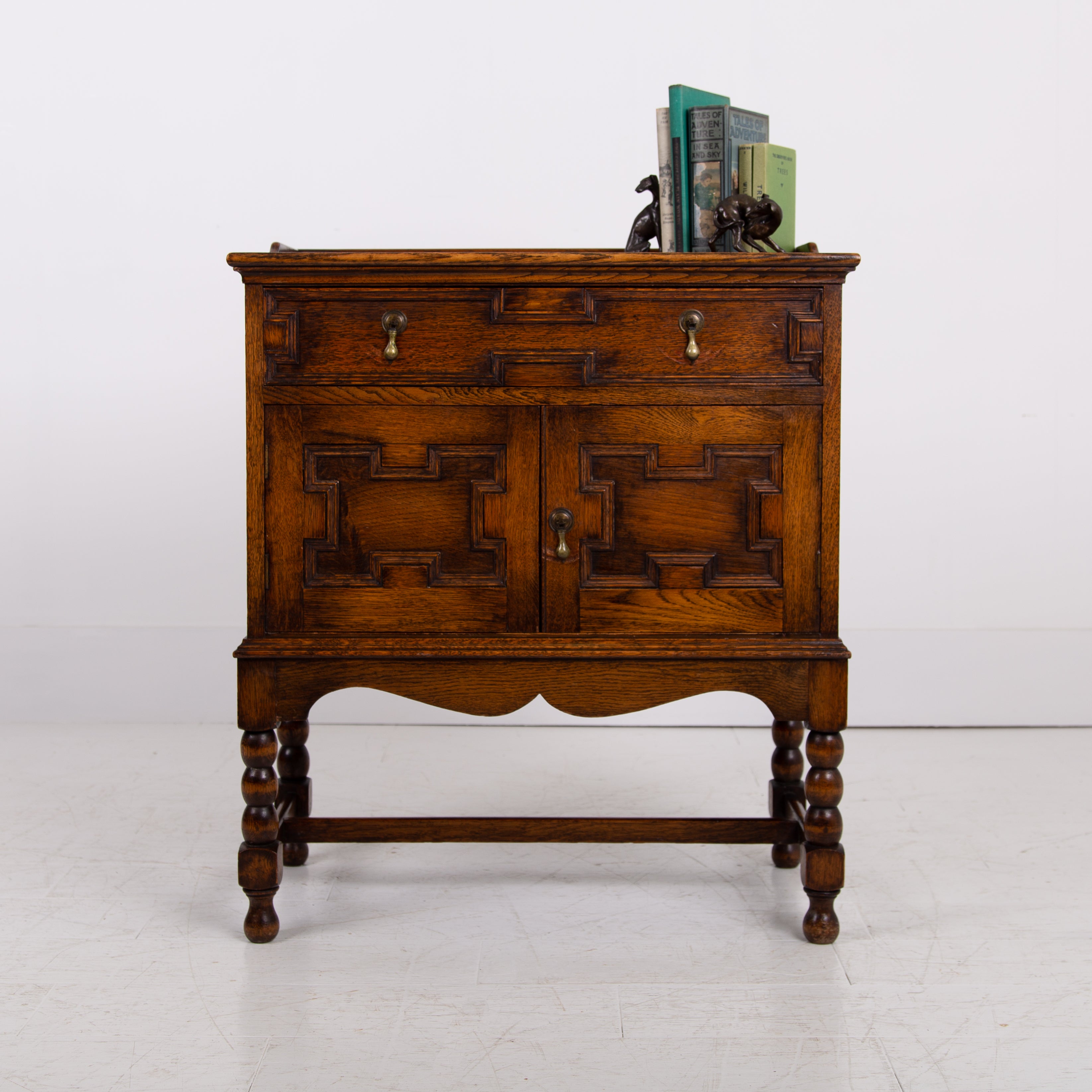 Gorgeous Little English Oak Cabinet Chest C1920