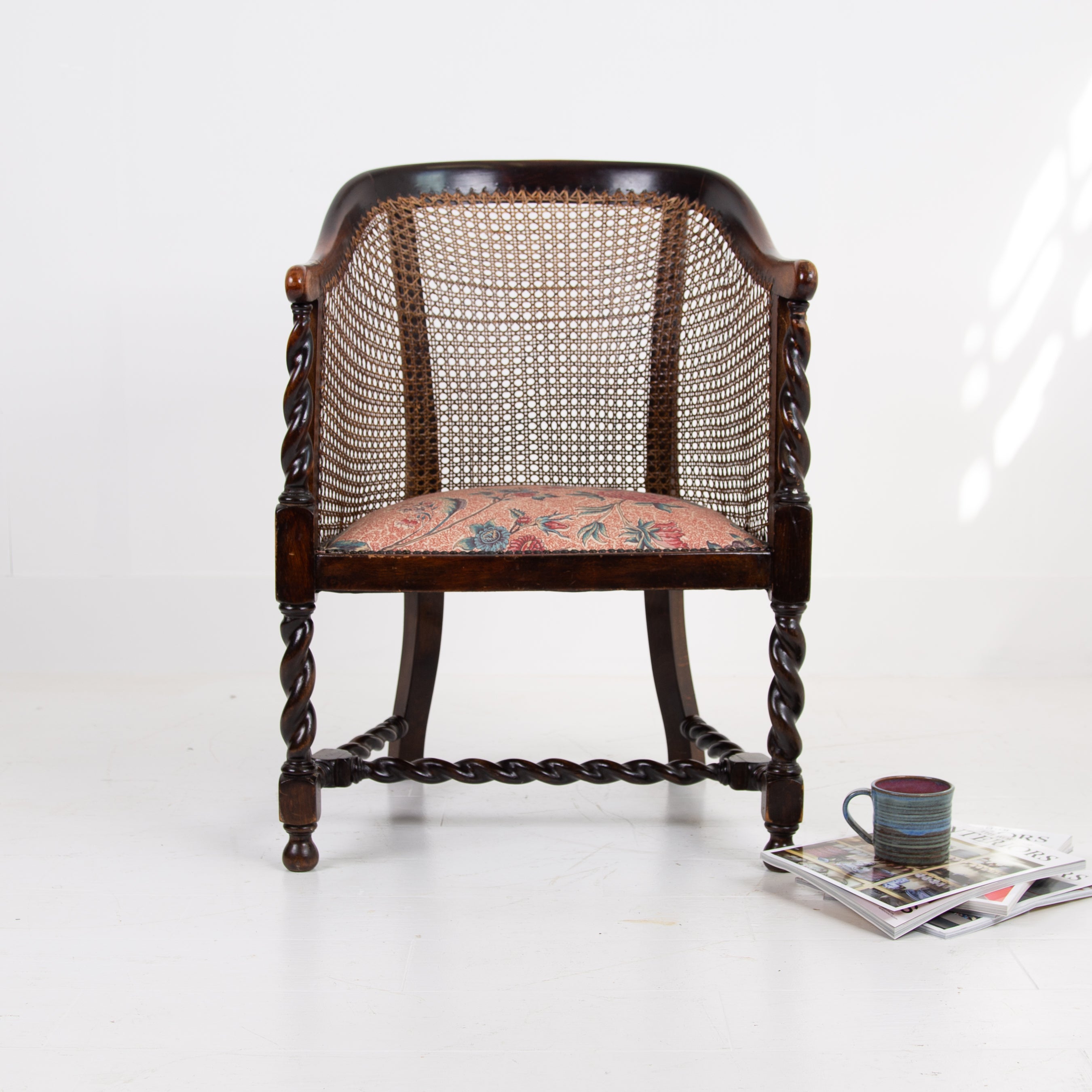 Attractive Cane Armchair New Seat C1920