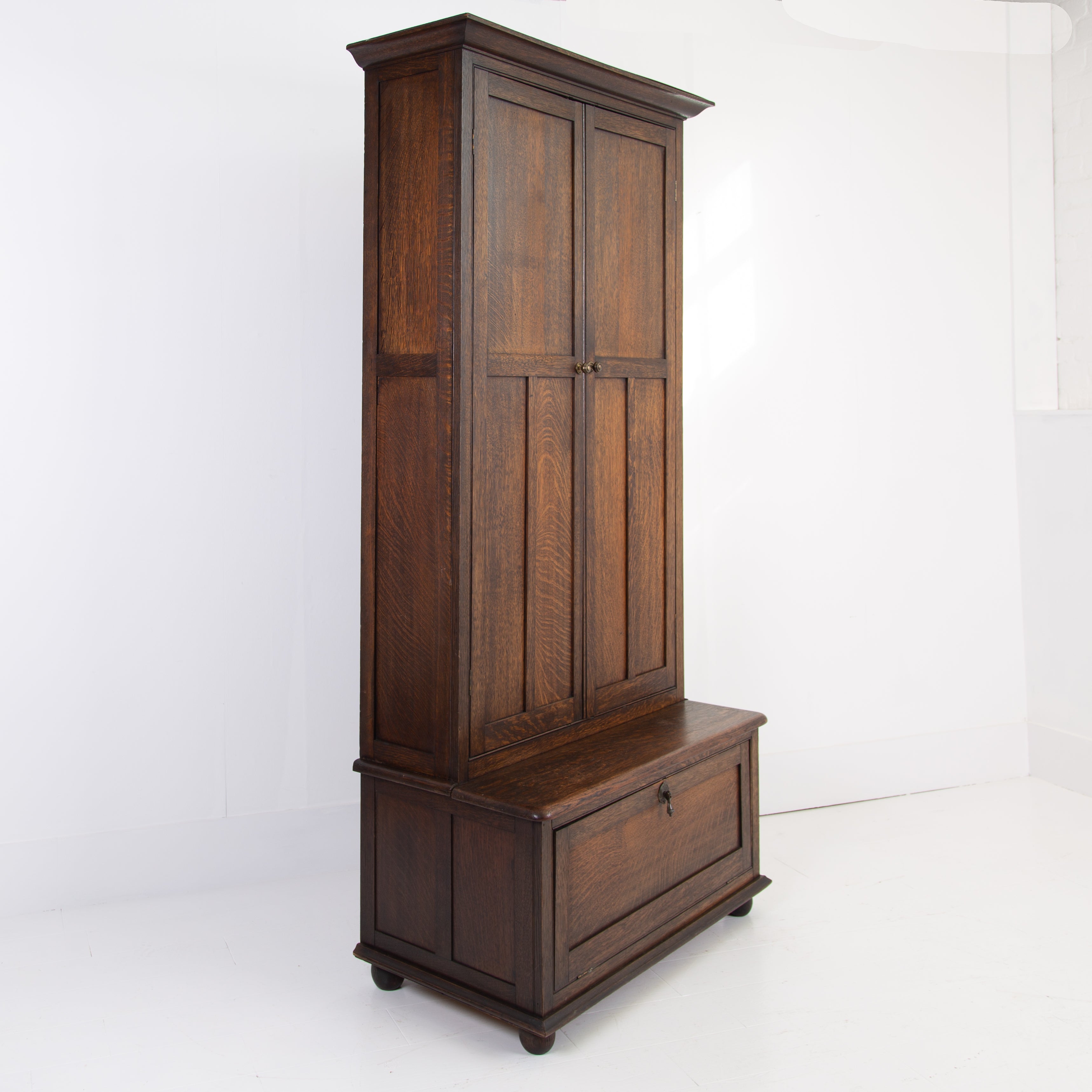 1920s English Oak Hall Wardrobe