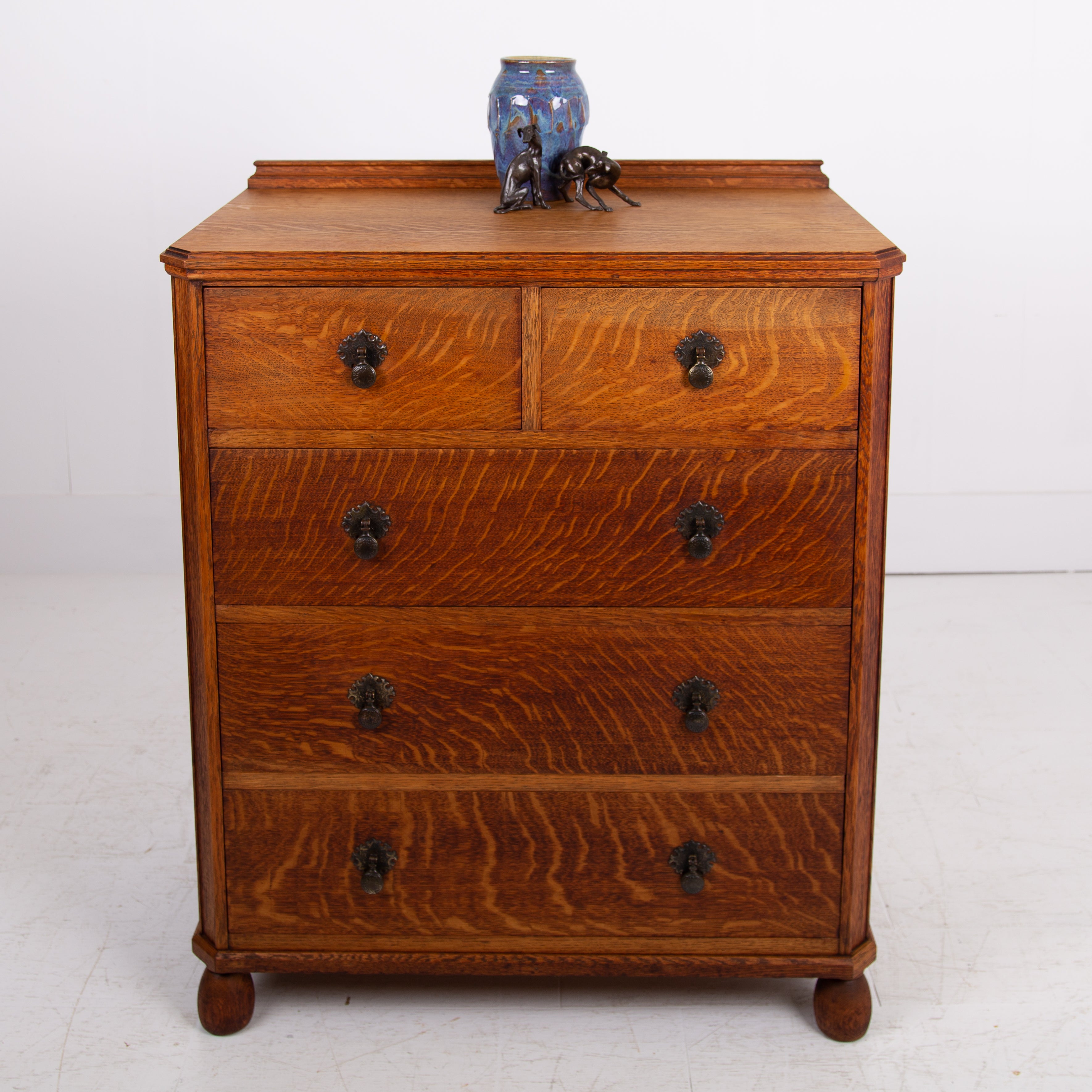 Handsome English Oak Chest of Drawers C1920s