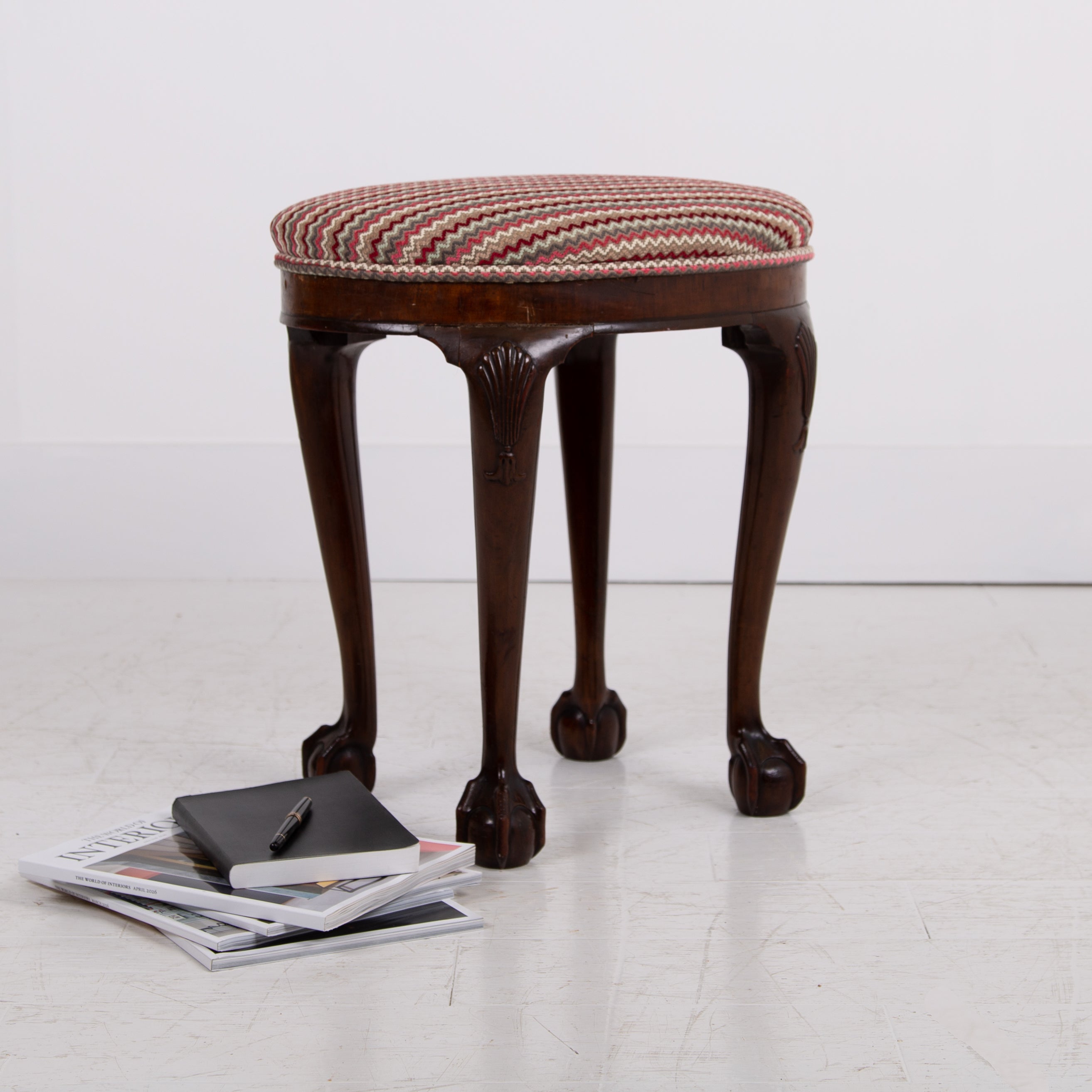 A Most Attractive English Oval Ball and Claw Stool C1920
