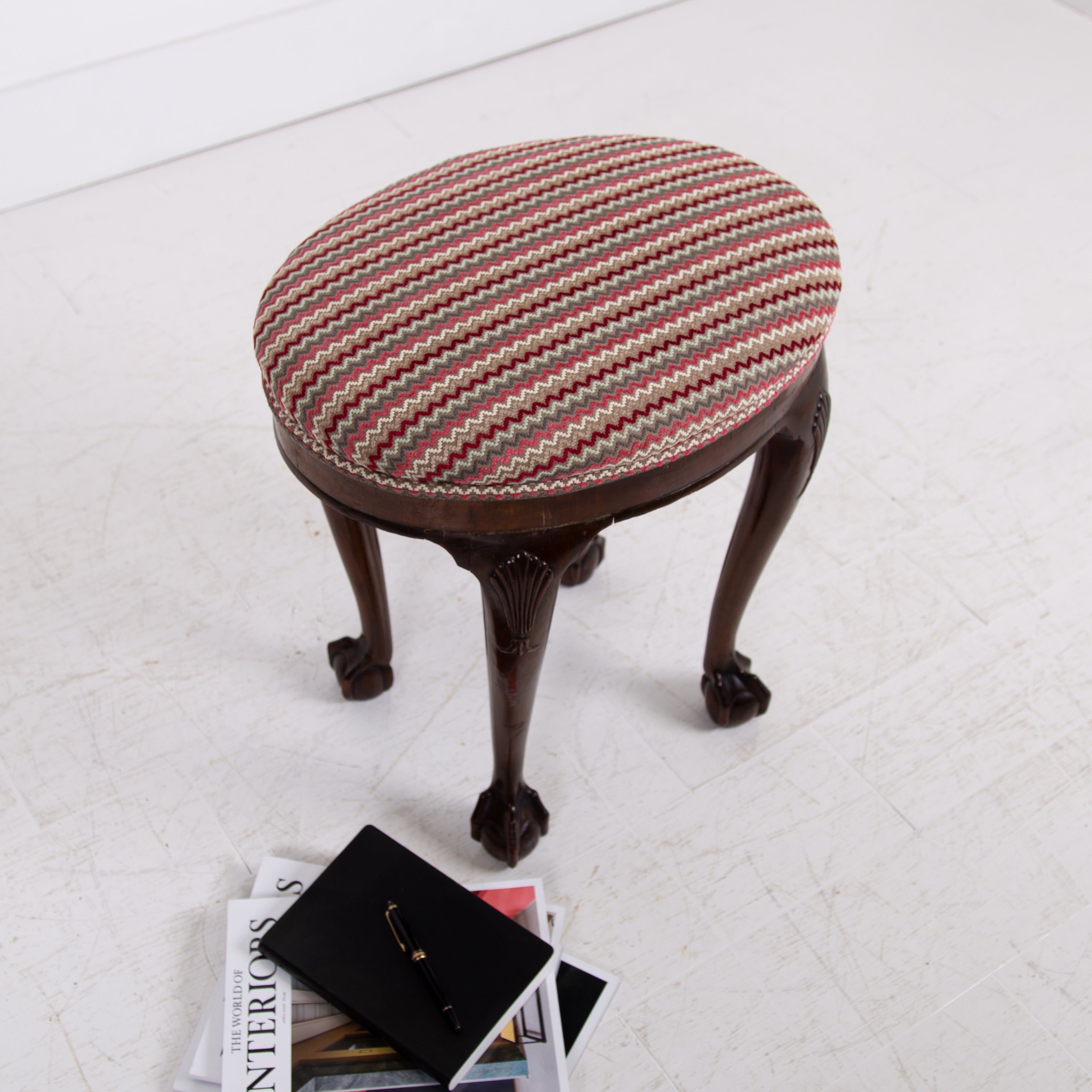 A Most Attractive English Oval Ball and Claw Stool C1920