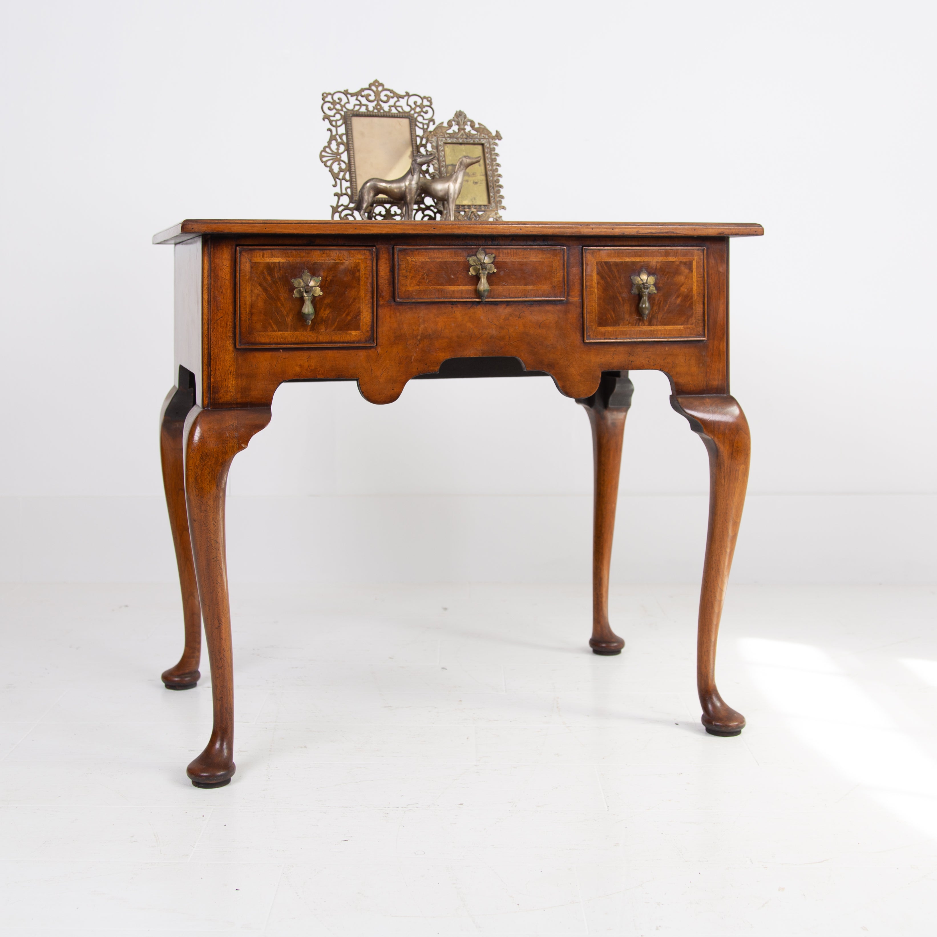 Attractive Quality Walnut 3 Drawer Lowboy C1920