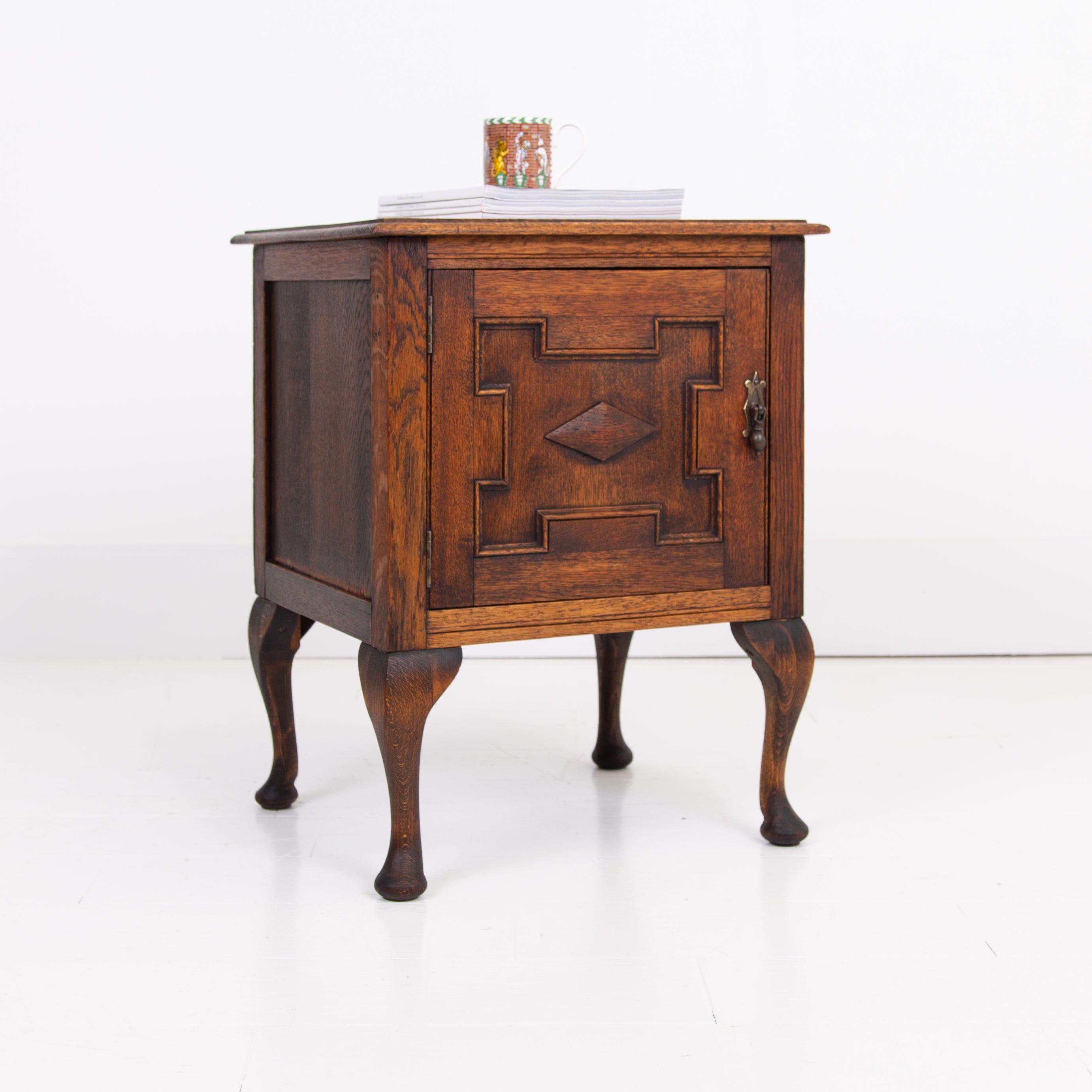 Handsome Little 1930s Oak Cupboard Side Cabinet