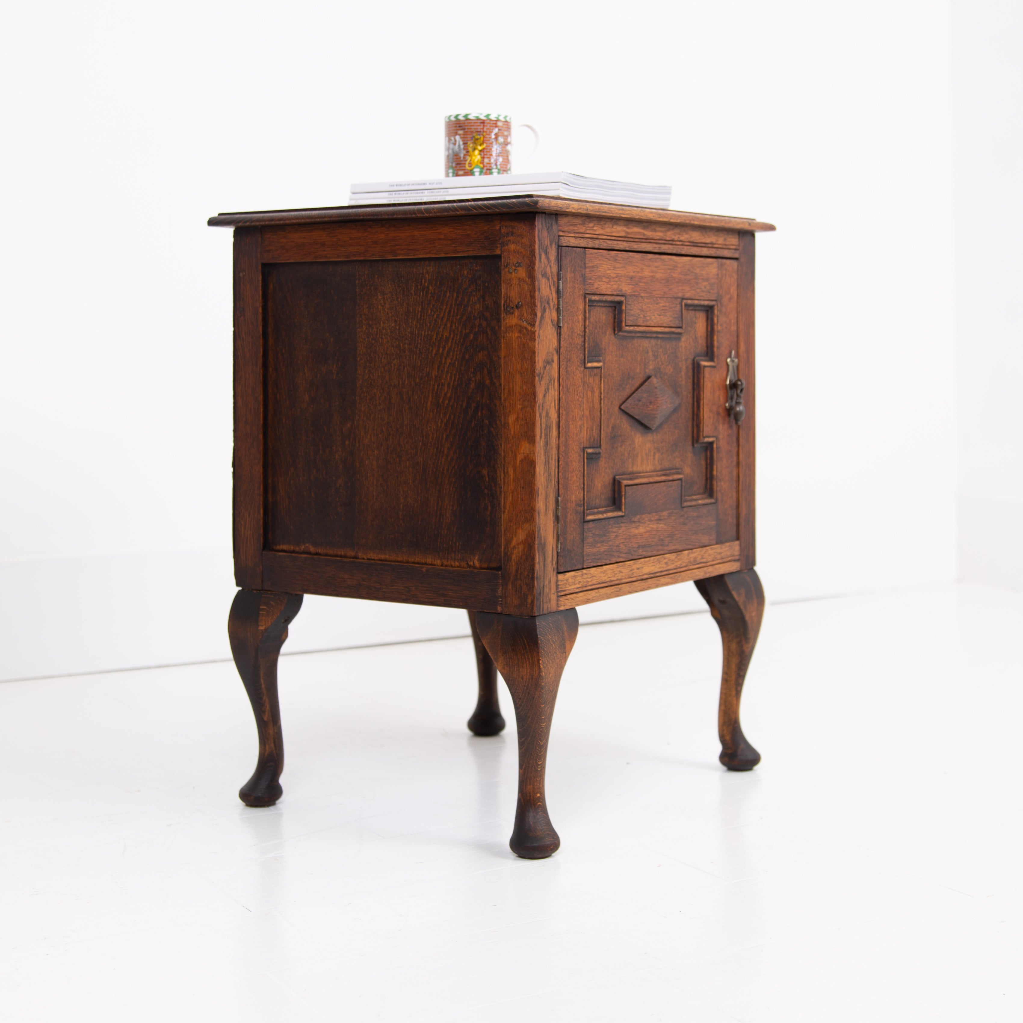Handsome Little 1930s Oak Cupboard Side Cabinet