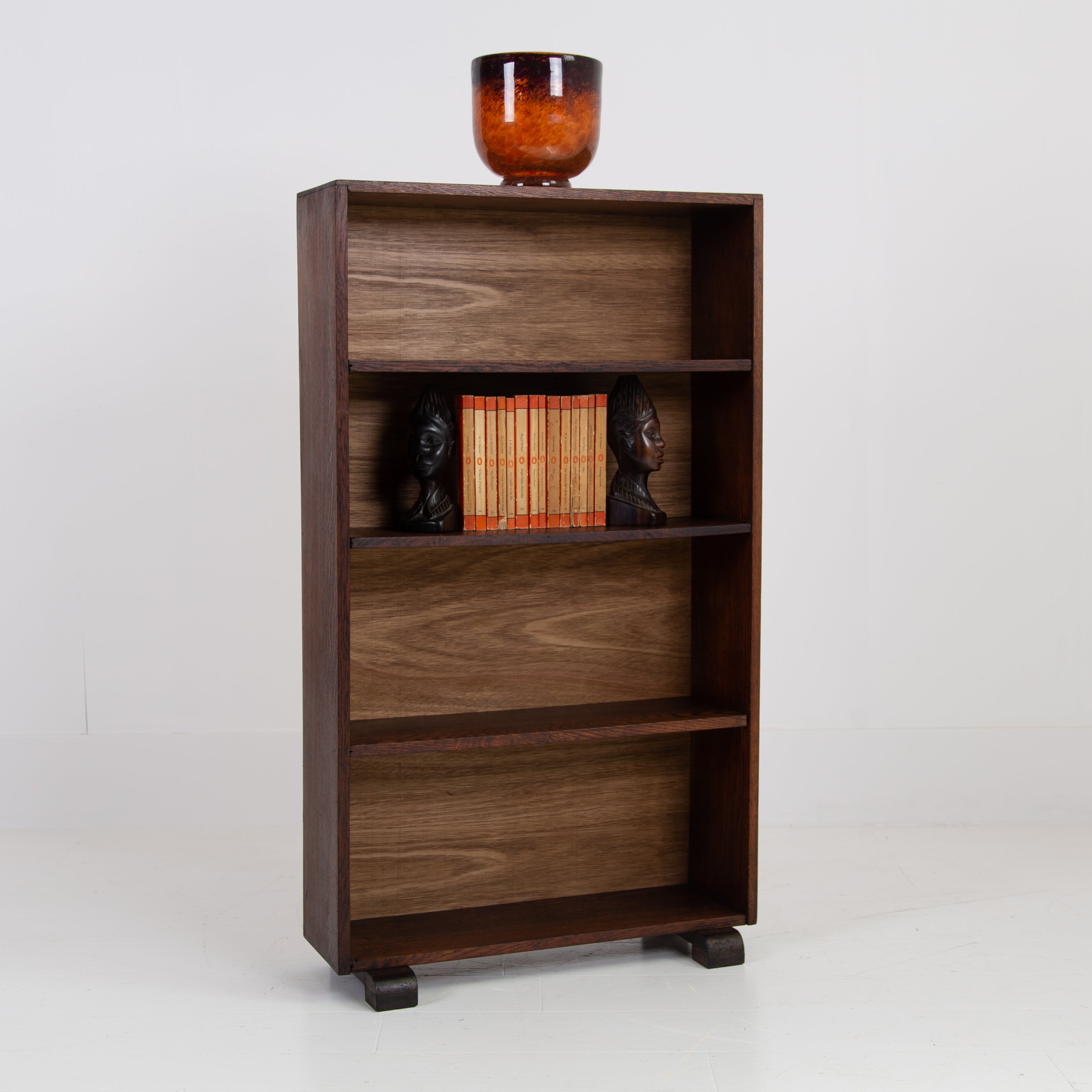 Handsome English Oak Open Bookcase C1930