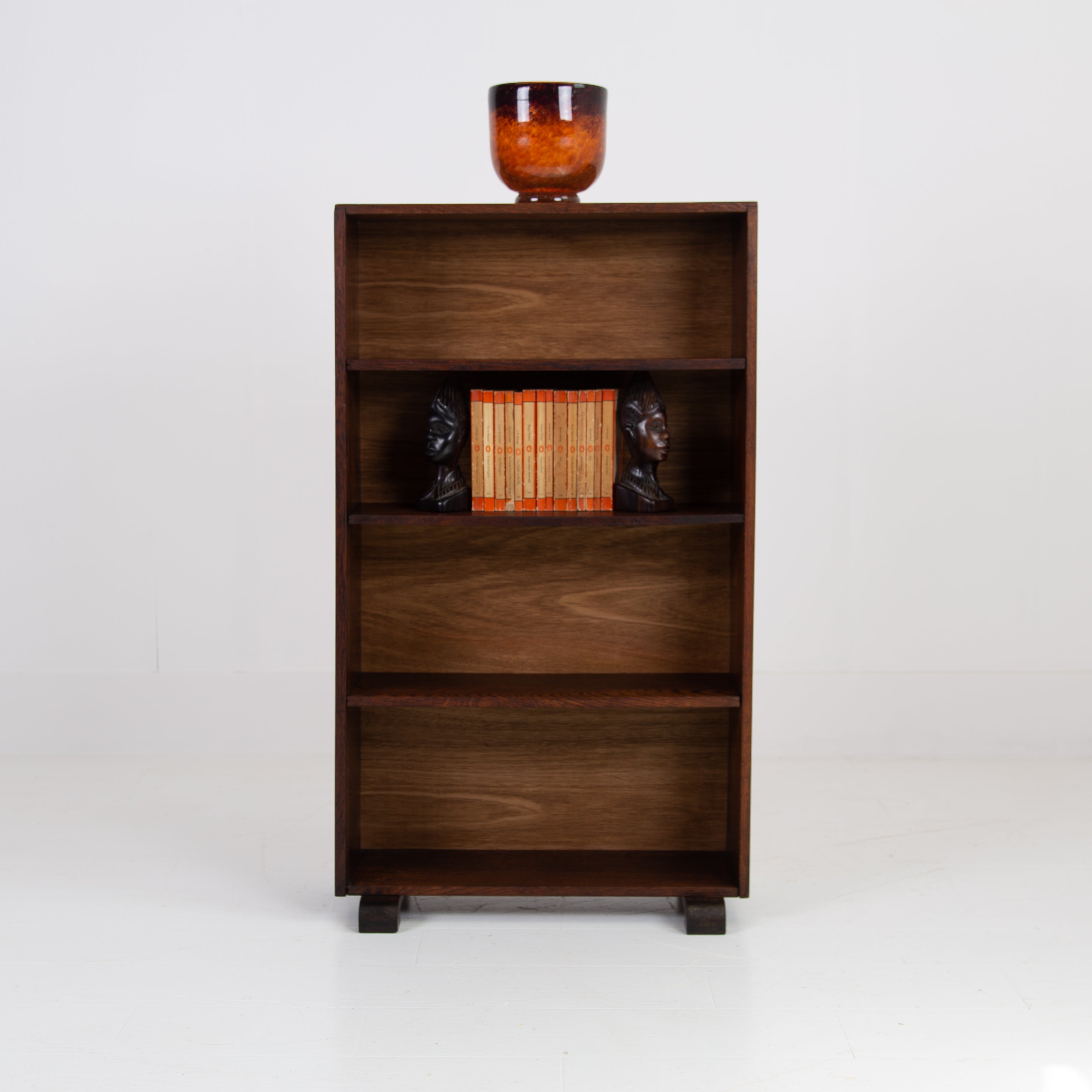 Handsome English Oak Open Bookcase C1930