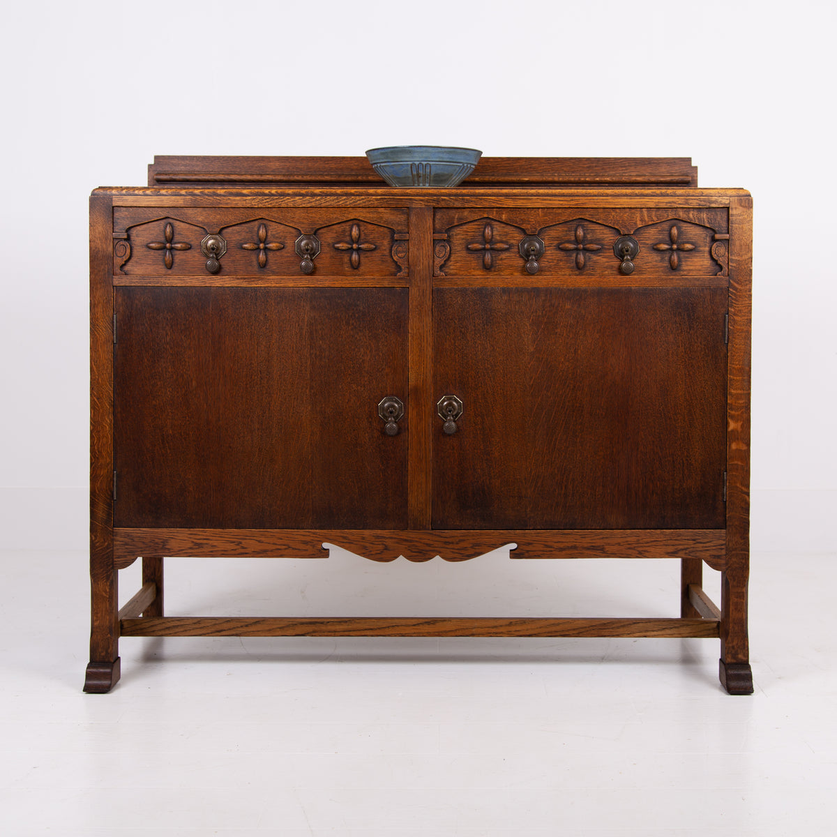 Attractive Oak 2 Drawer Sideboard Cabinet 1930s