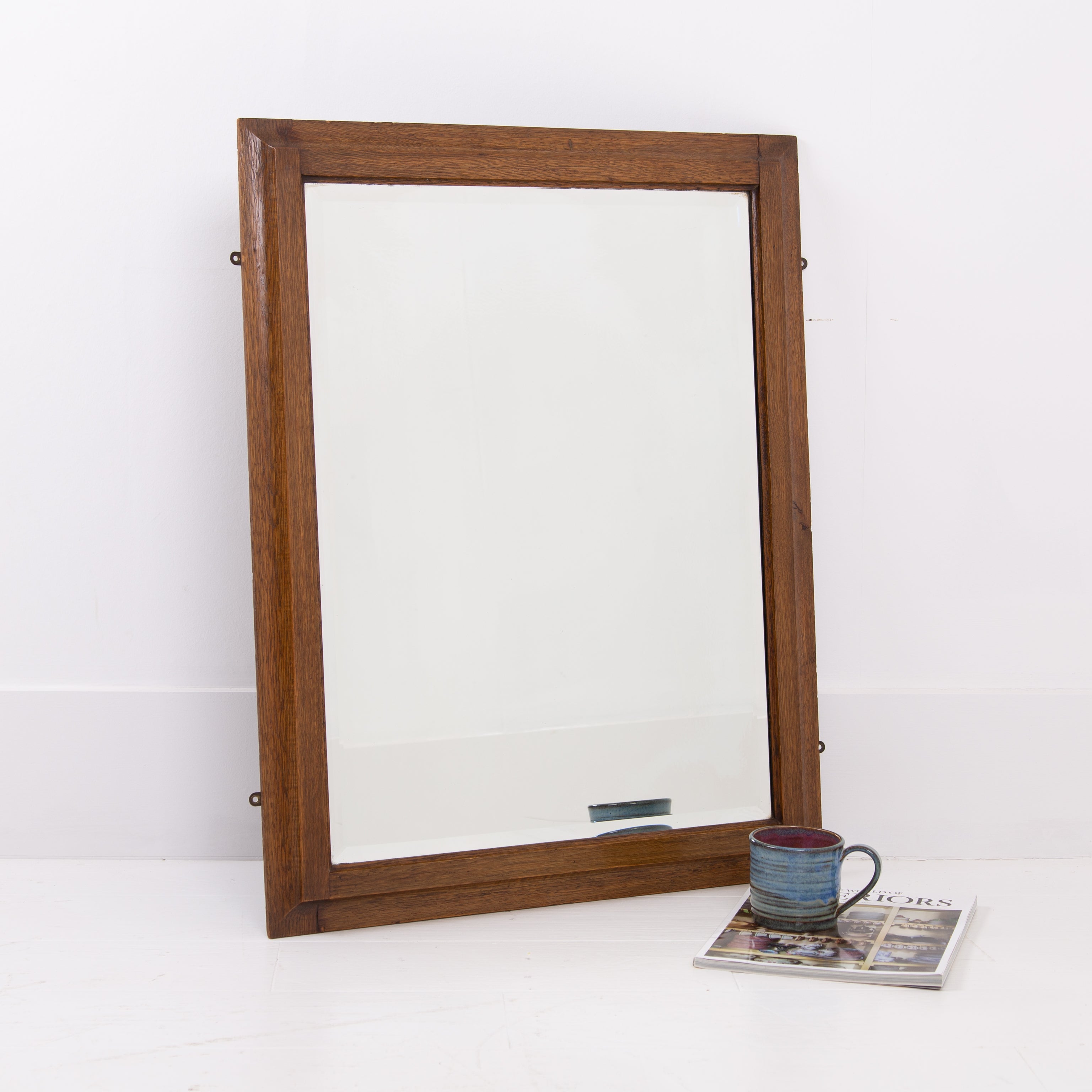 English Oak Wall Mirror Cotswold School Manner 1920s