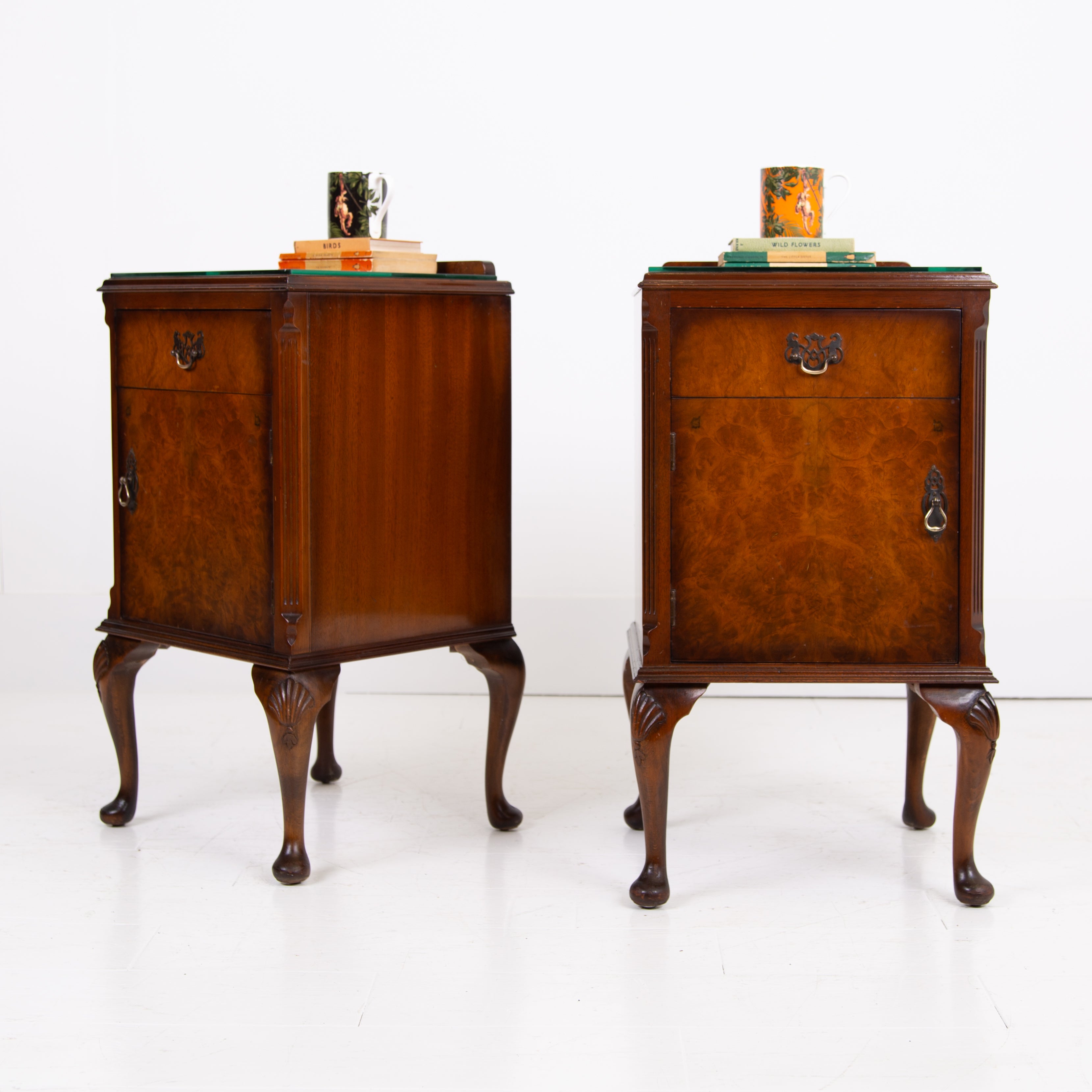Pair of Walnut Bedside Cabinets C1930s