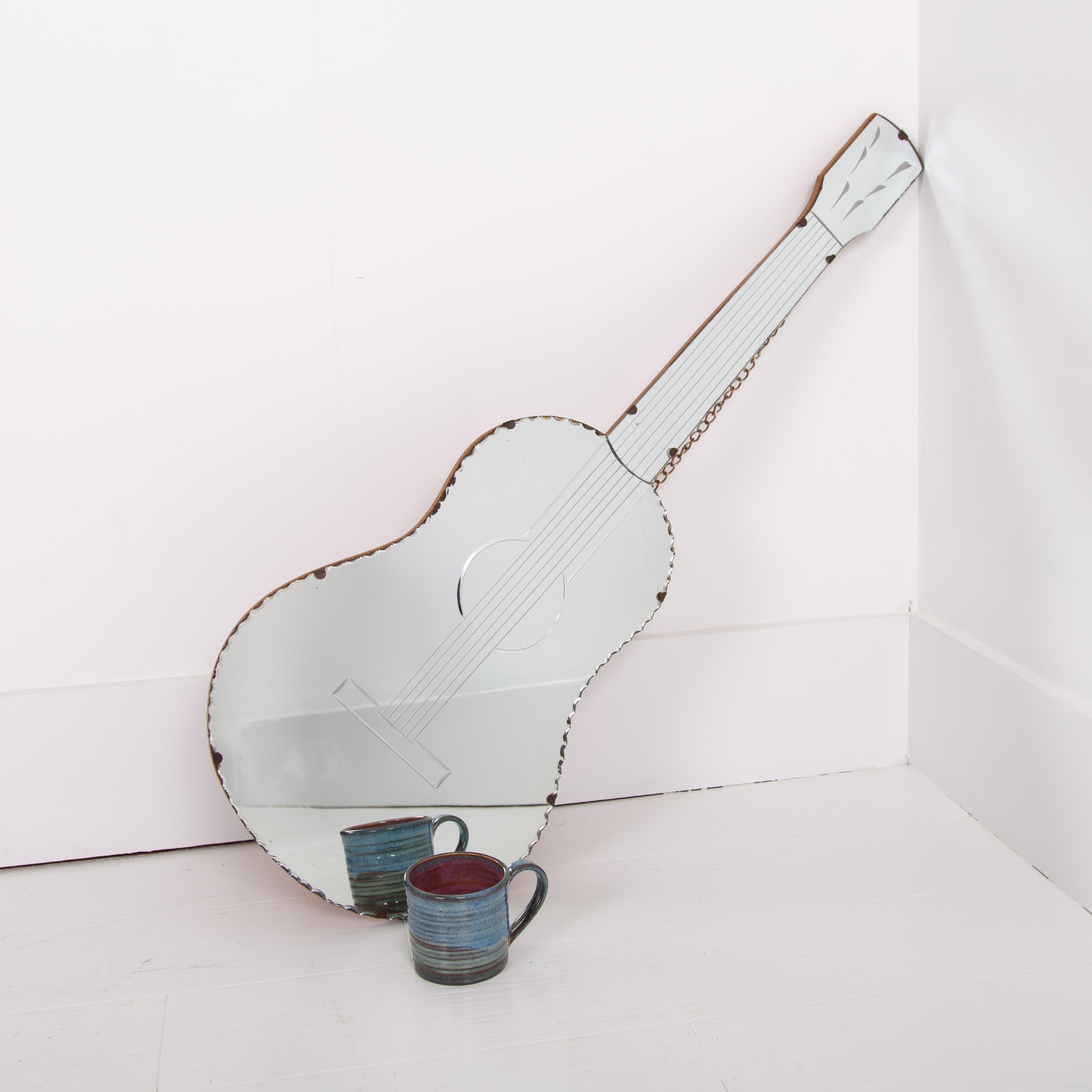 Fab Guitar Shaped Mirror Mid Century C1950