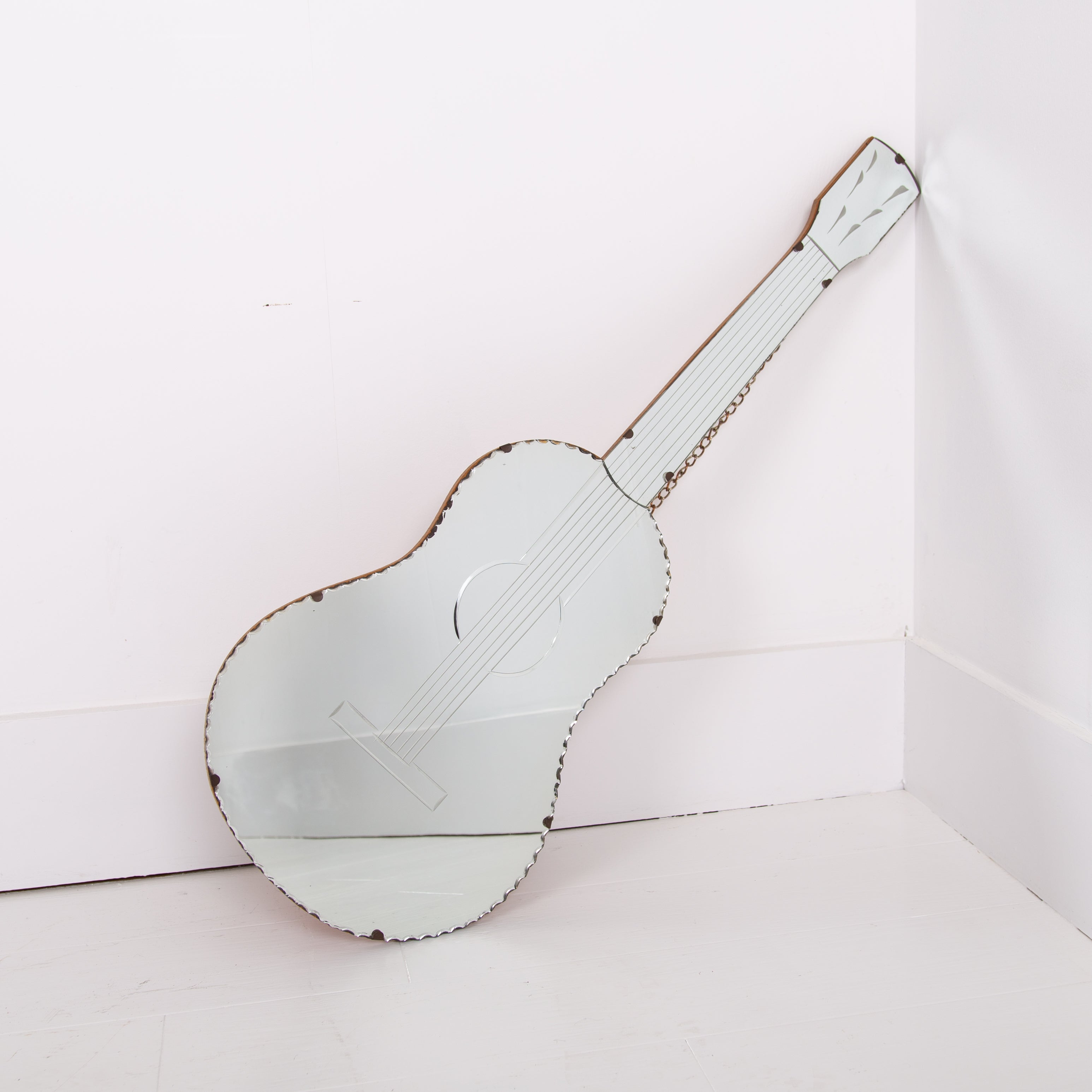Fab Guitar Shaped Mirror Mid Century C1950