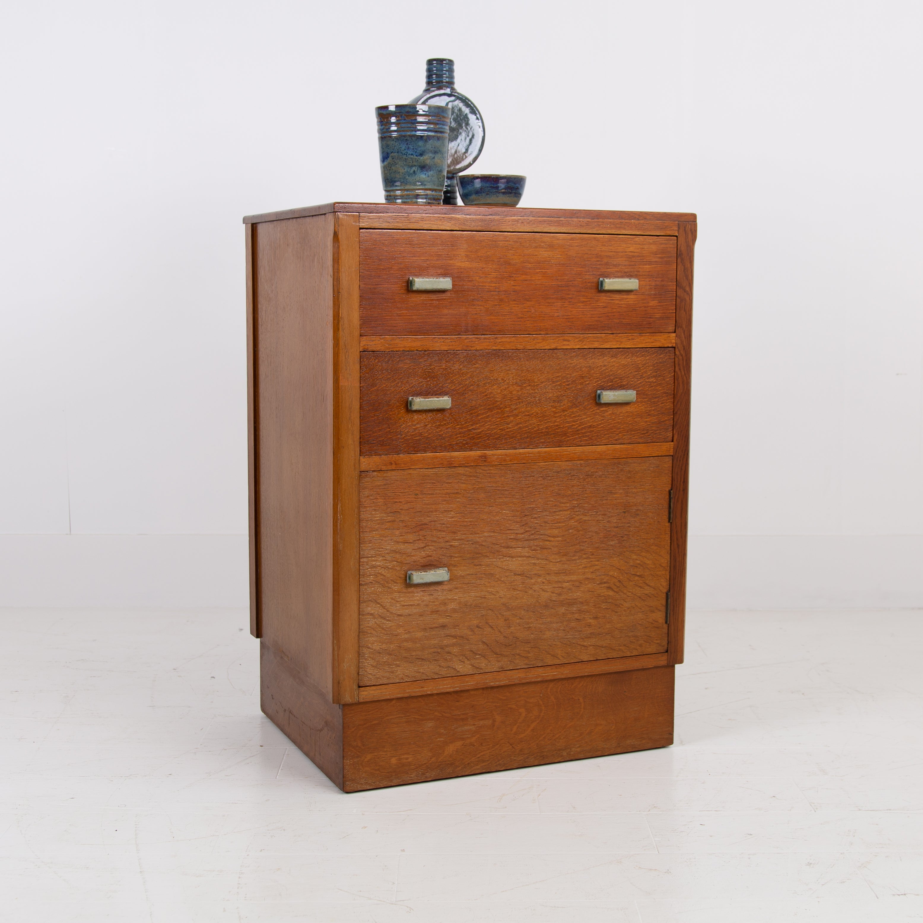 Oak Art Deco Modernist 2 Drawer Cabinet by Gomme 1930s
