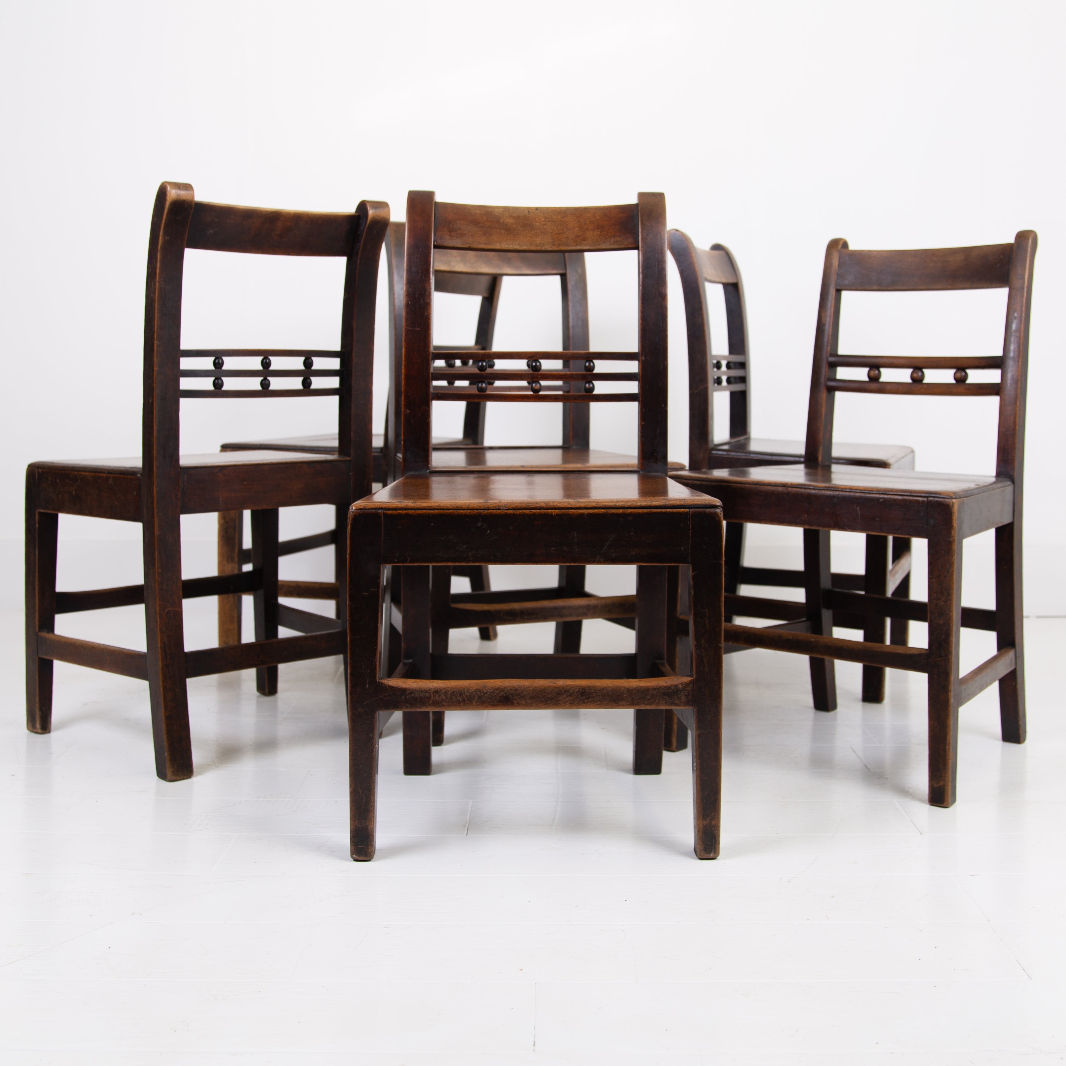6 Antique Georgian Mahogany Country Kitchen Chairs