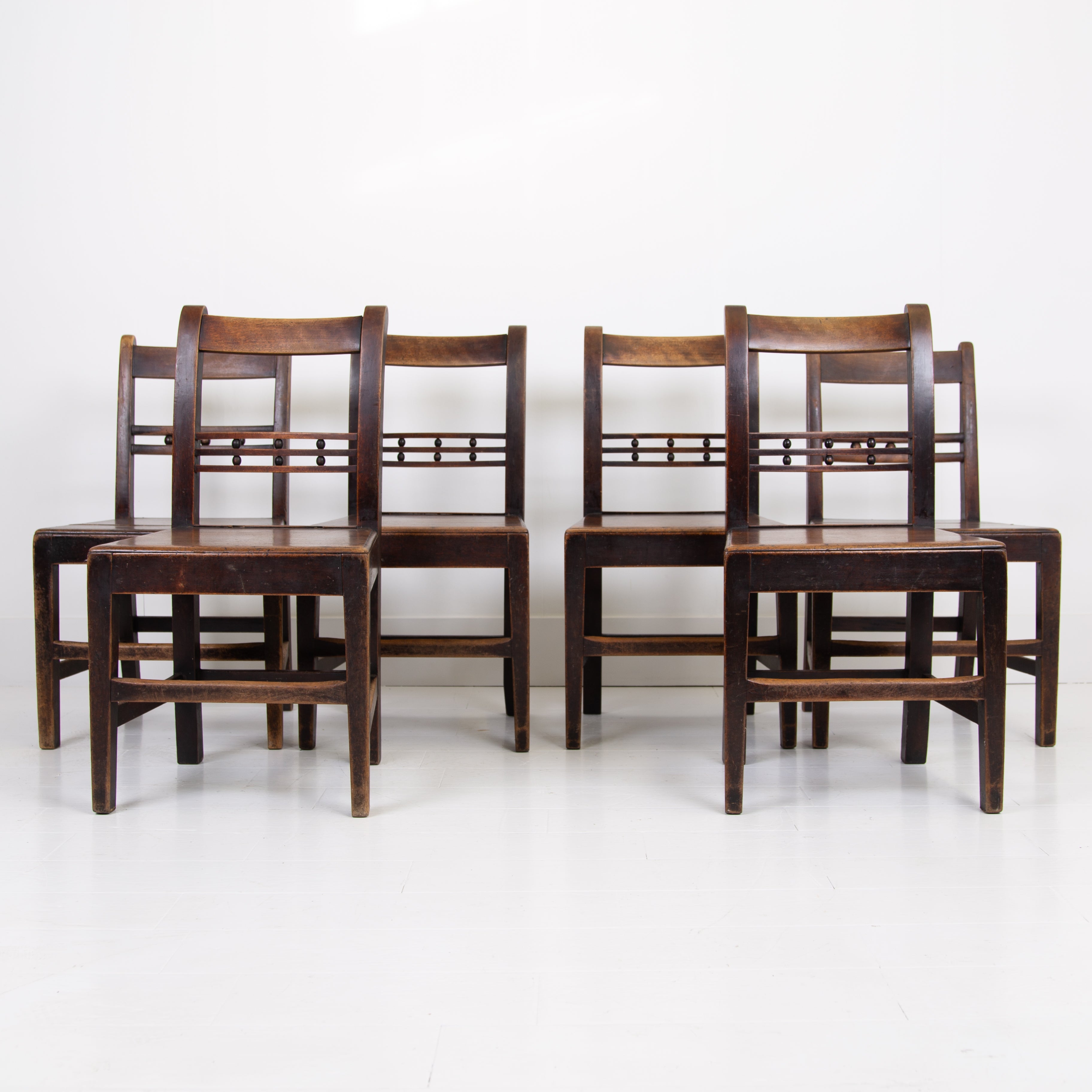 6 Antique Georgian Mahogany Country Kitchen Chairs