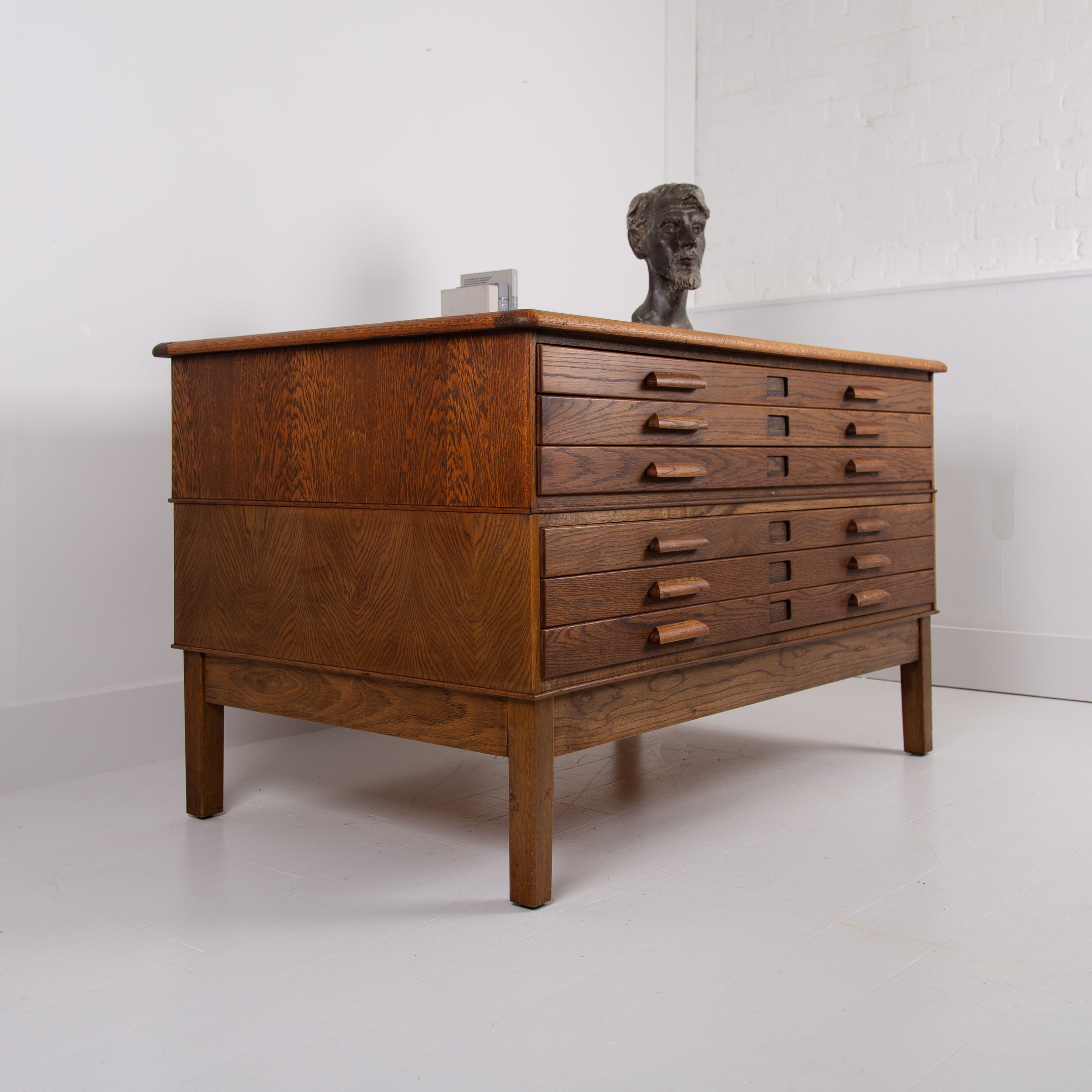 A Large Oak 6 Drawer Plan Map Chest C1940