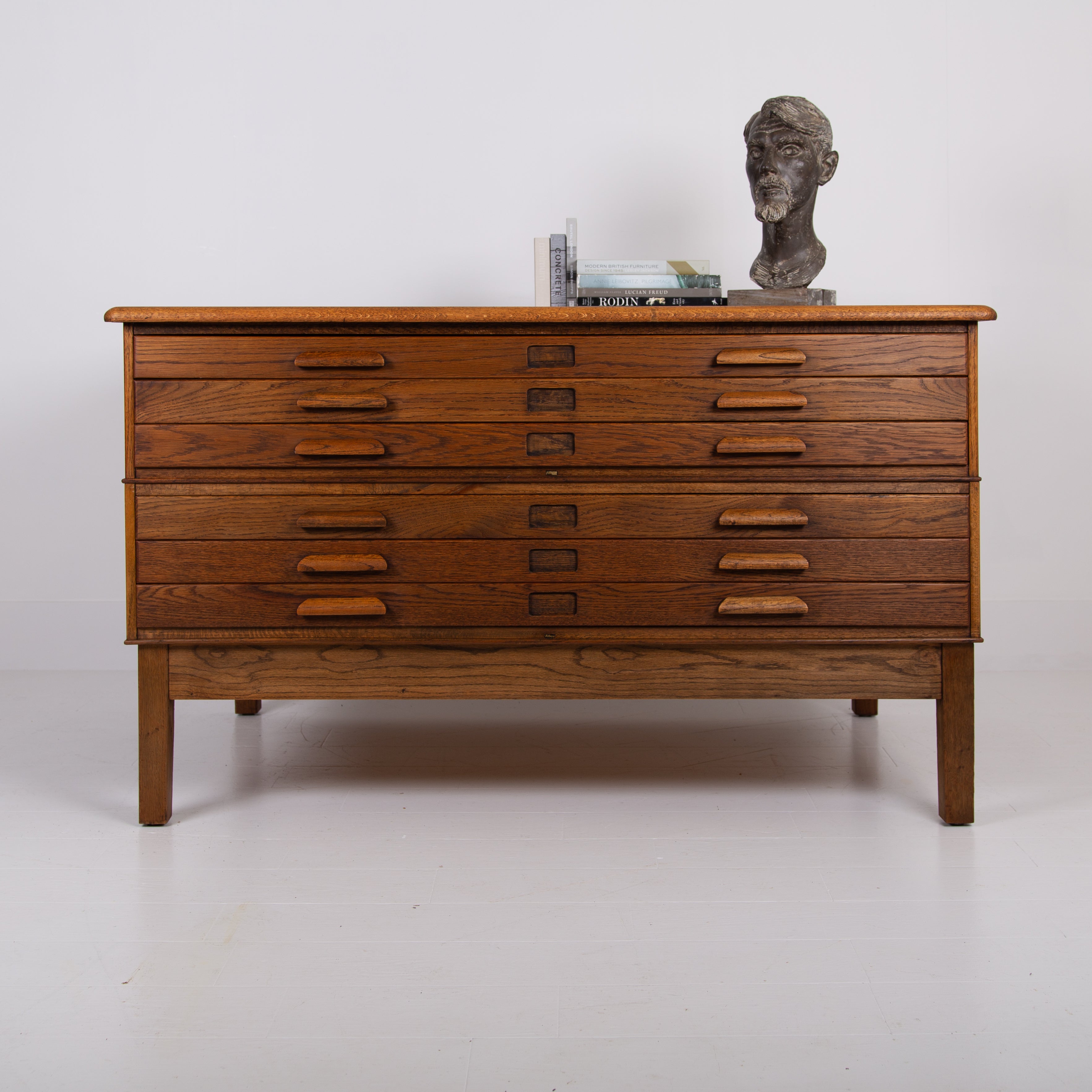 A Large Oak 6 Drawer Plan Map Chest C1940