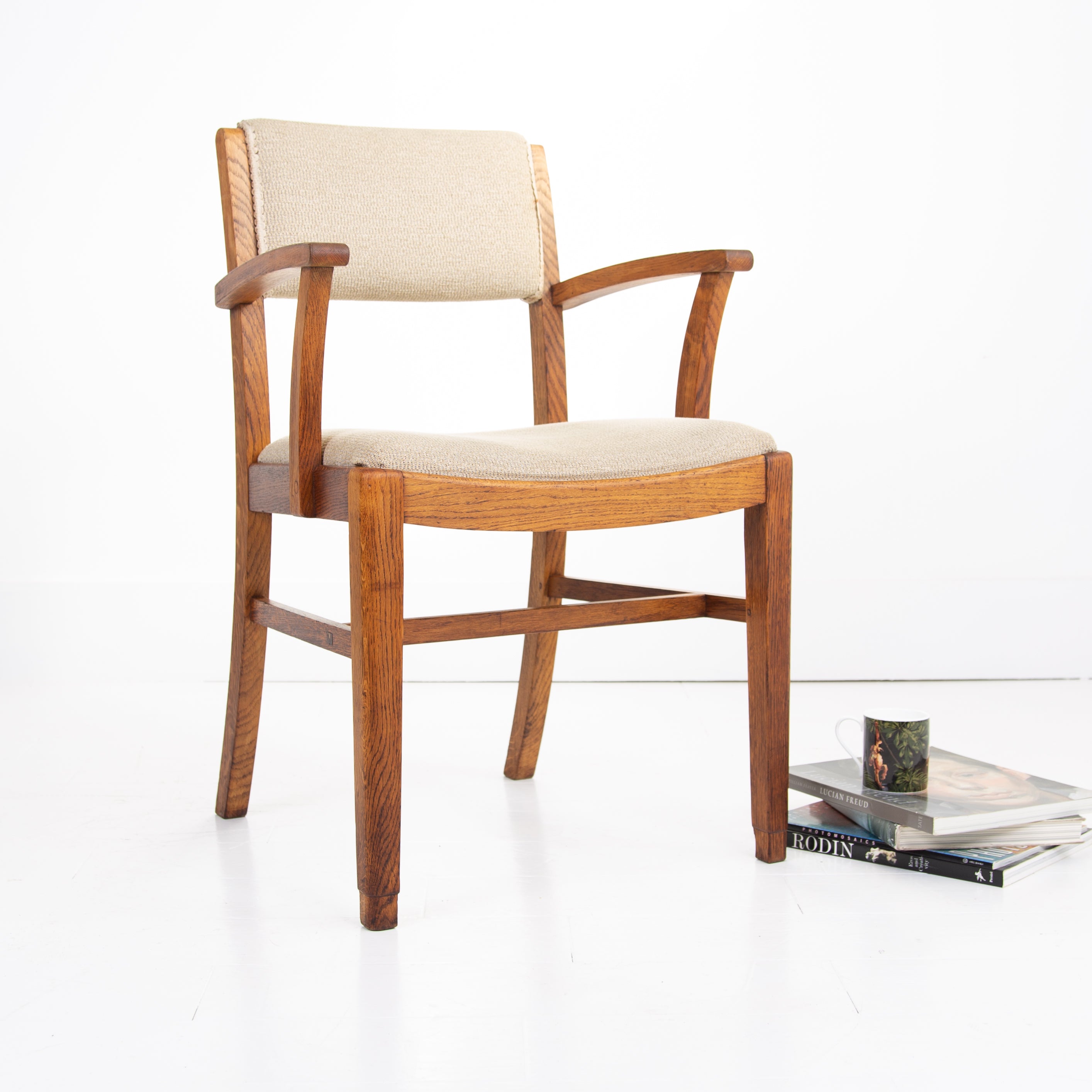 A Golden Oak Air Ministry Desk Armchair C1930
