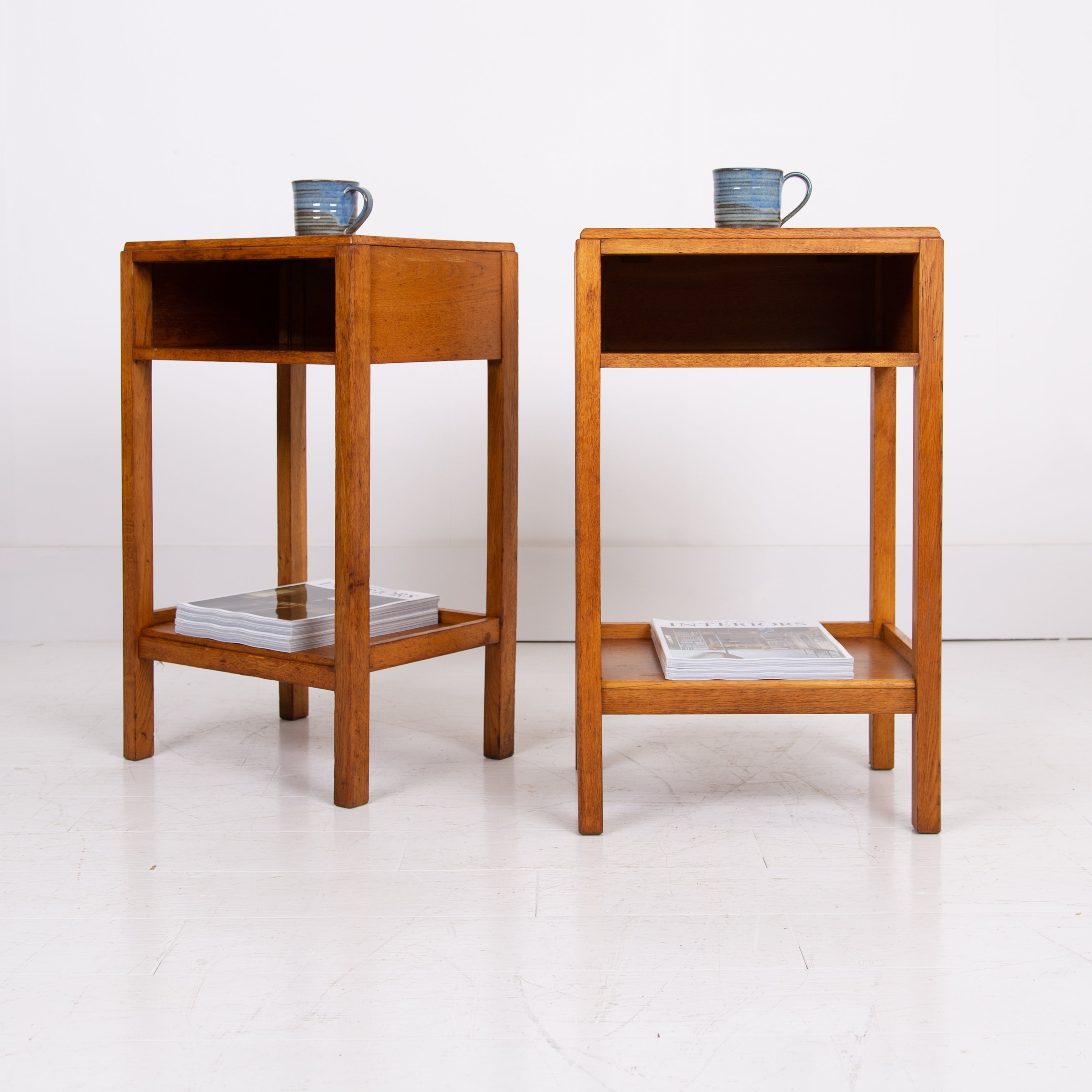 Pair of Oak Air Ministry Side Table Cabinets C1955