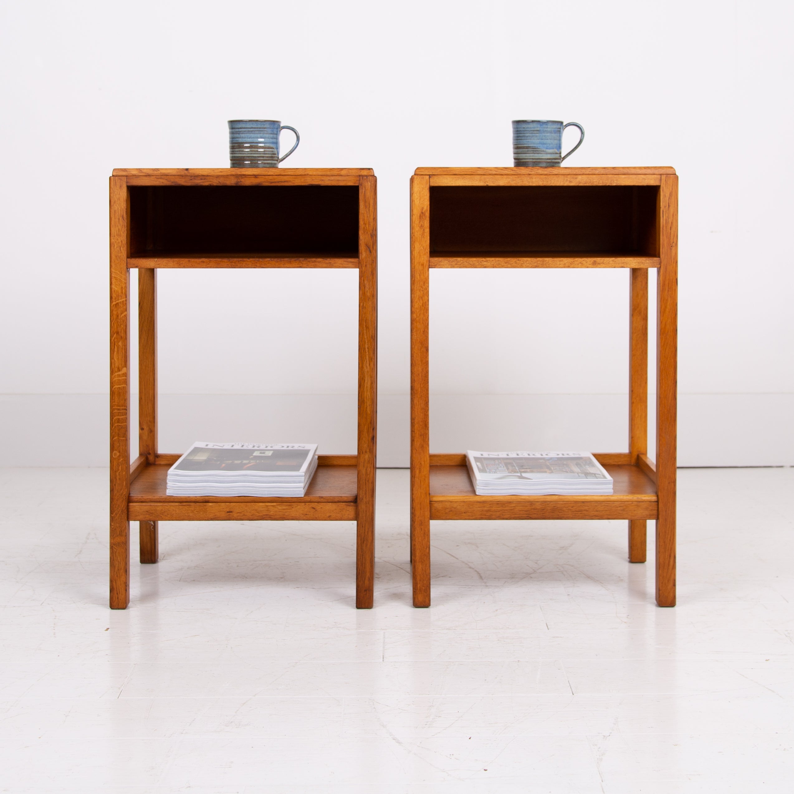 Pair of Oak Air Ministry Side Table Cabinets C1955