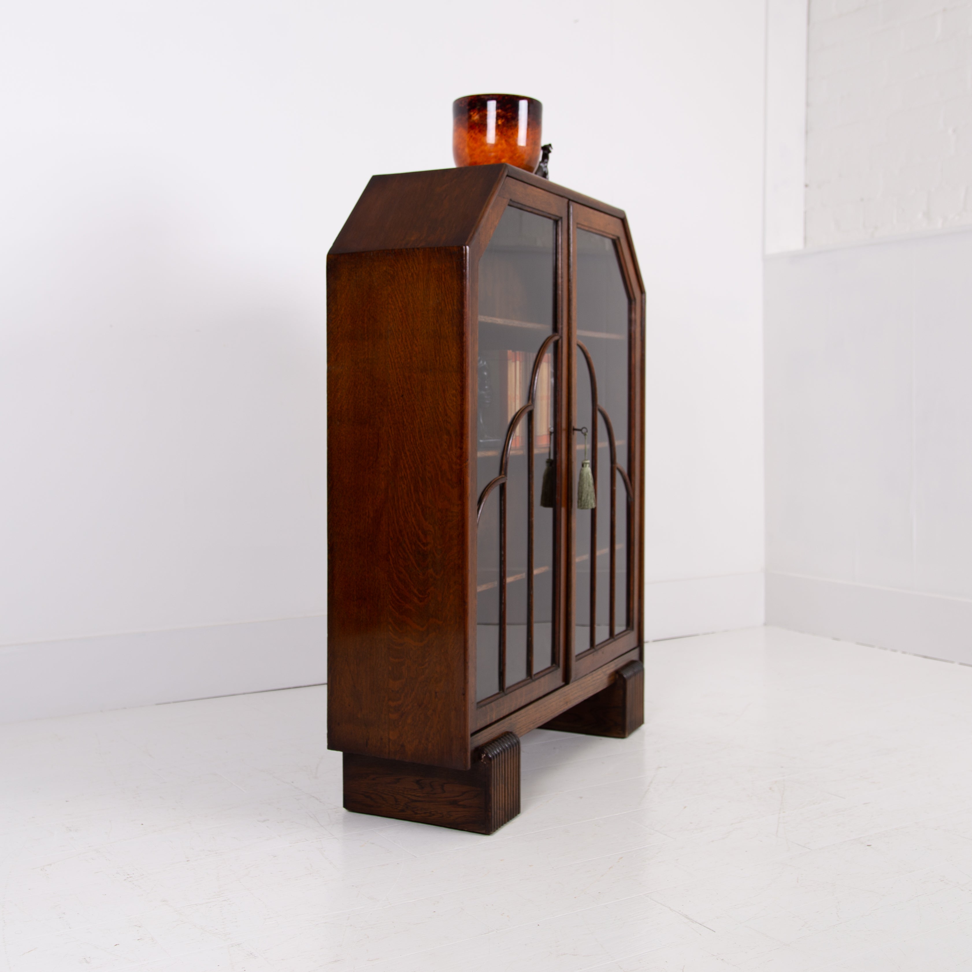 A Delightful Oak Glazed Bookcase Cabinet C1930