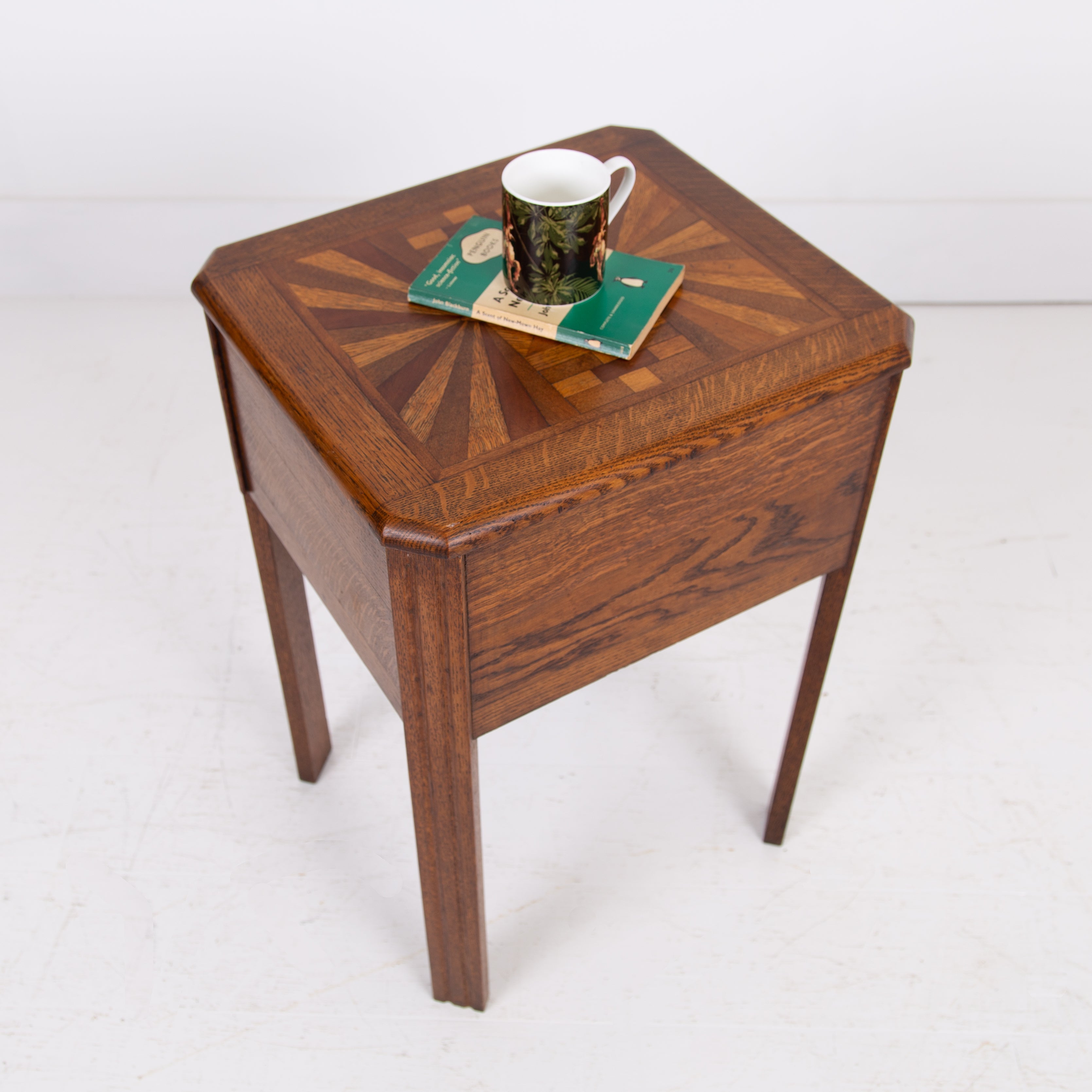 Delightfully Decorative Little Oak Side Table With Storage