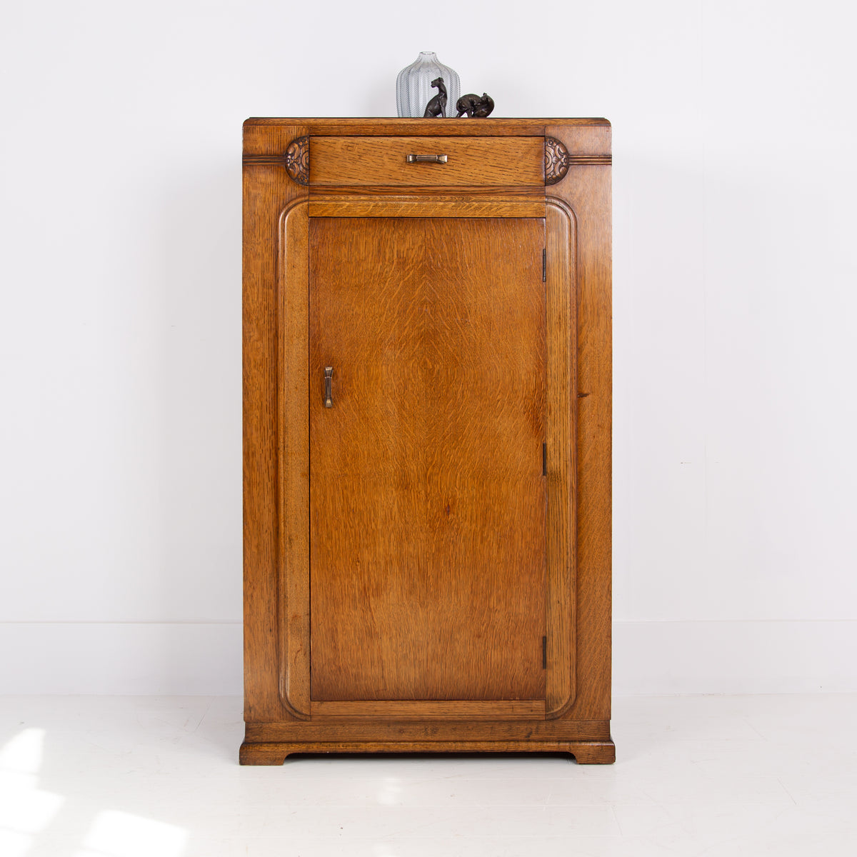 Art Deco Oak “Bachelors” Wardrobe With Drawer 1930s