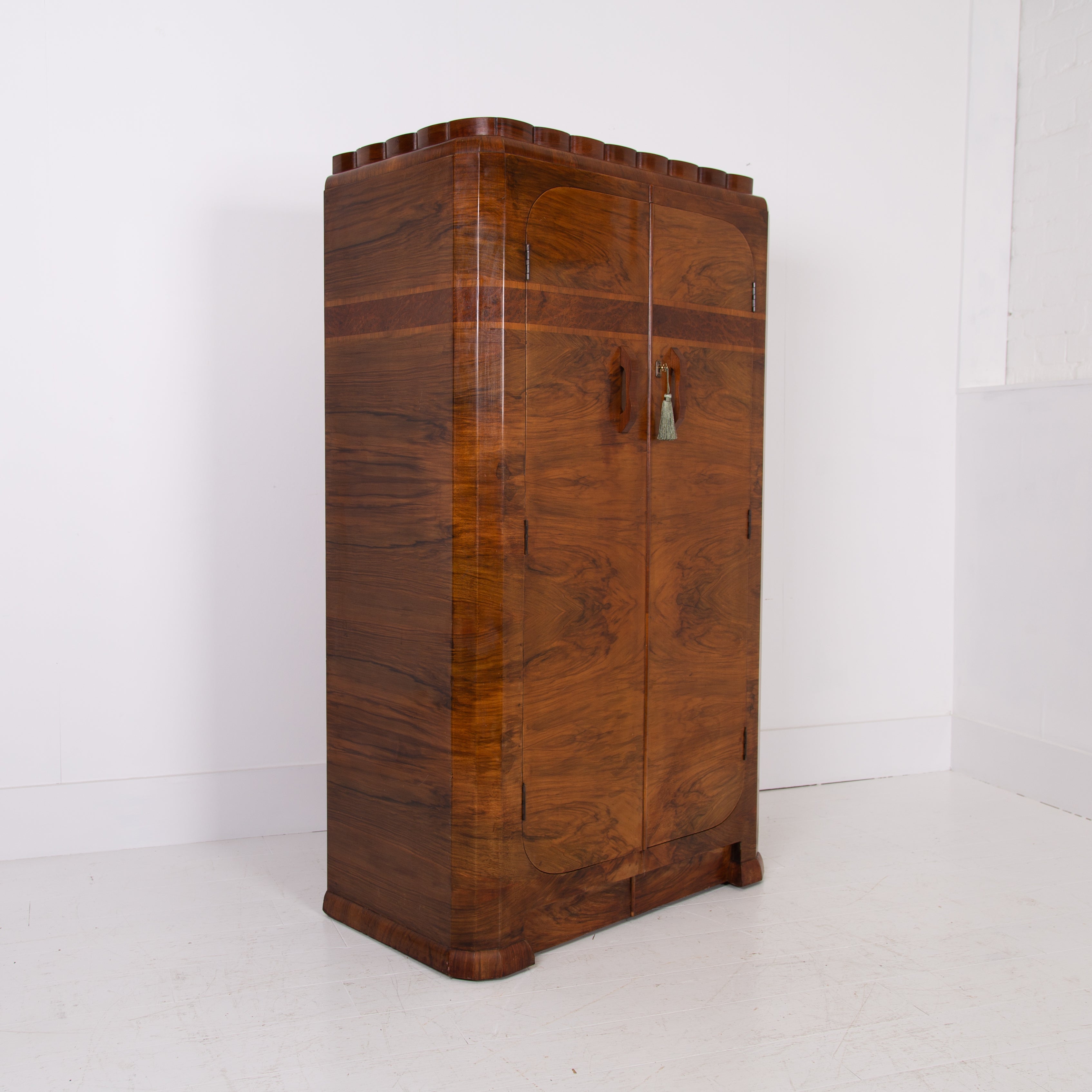 Art Deco Small Walnut Wardrobe Cabinet C1930