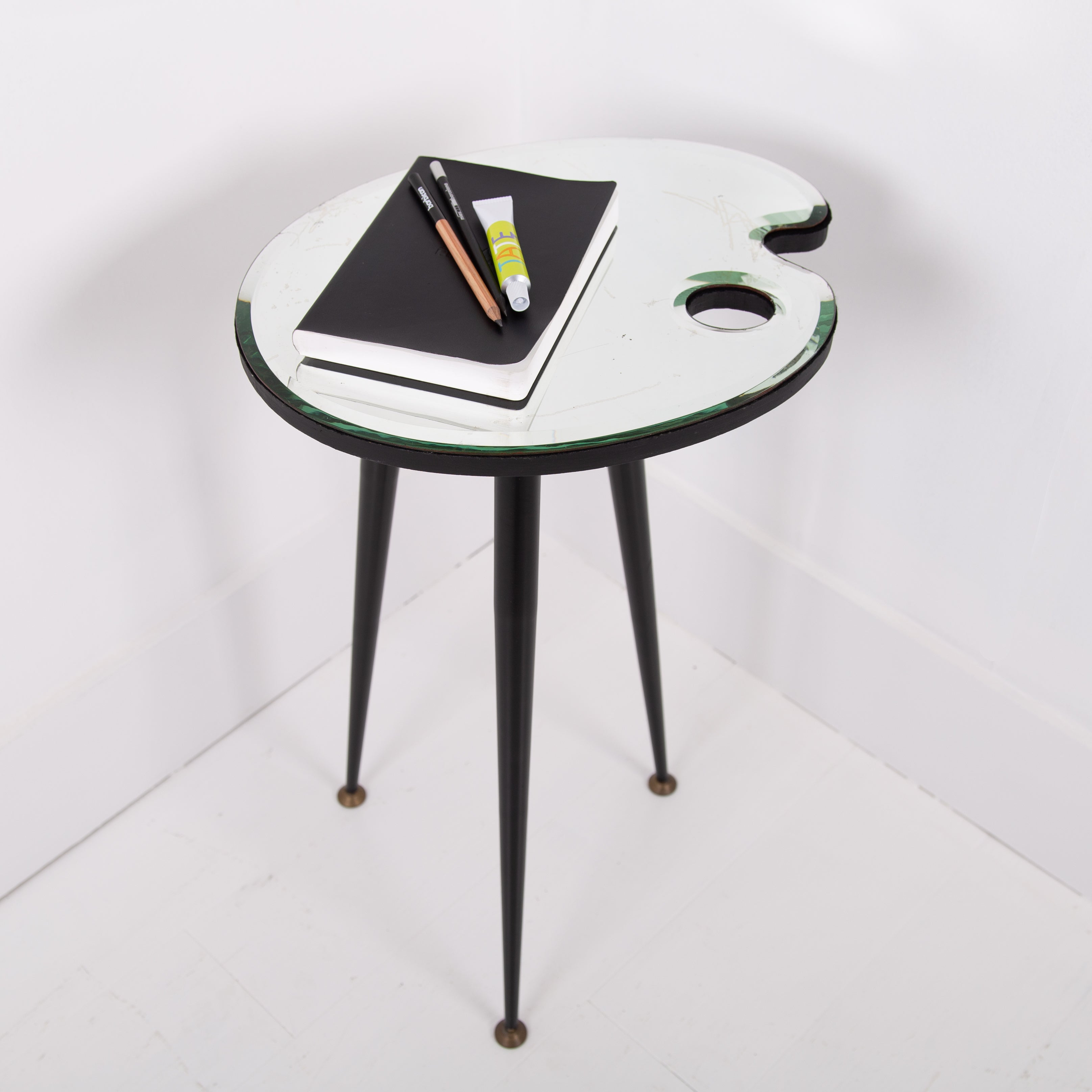 Delightful Mid Century Glass Artists Palette Side Table