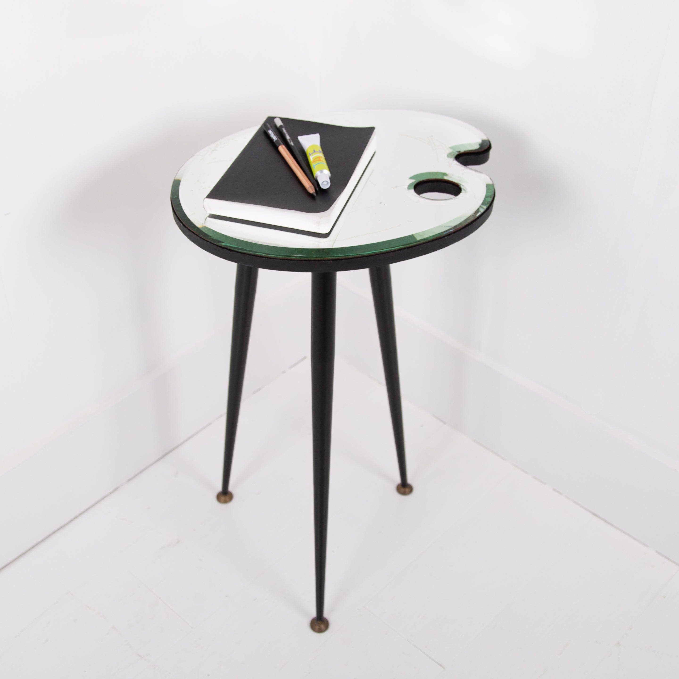 Delightful Mid Century Glass Artists Palette Side Table
