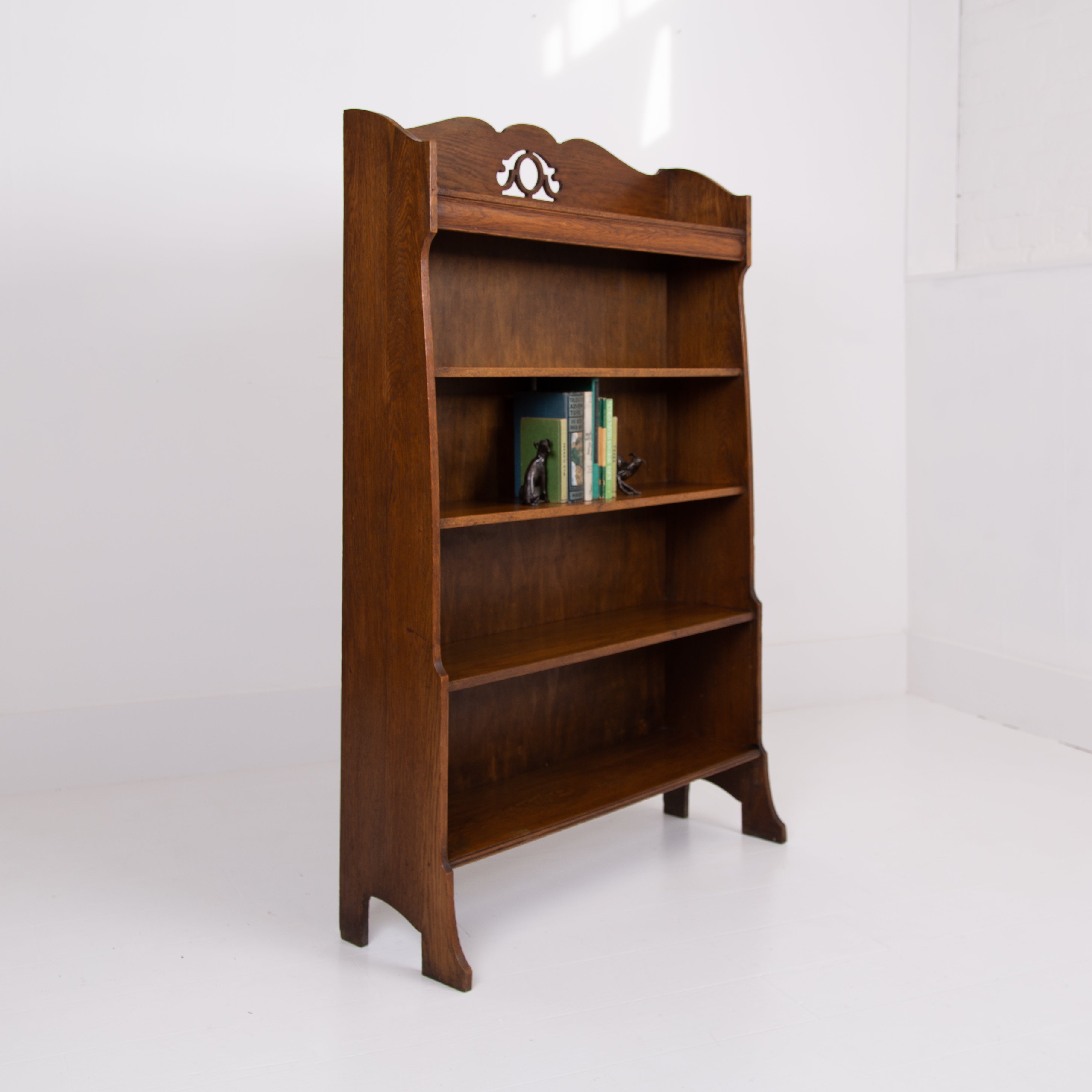 English Oak Arts and Crafts Open Bookcase 1910