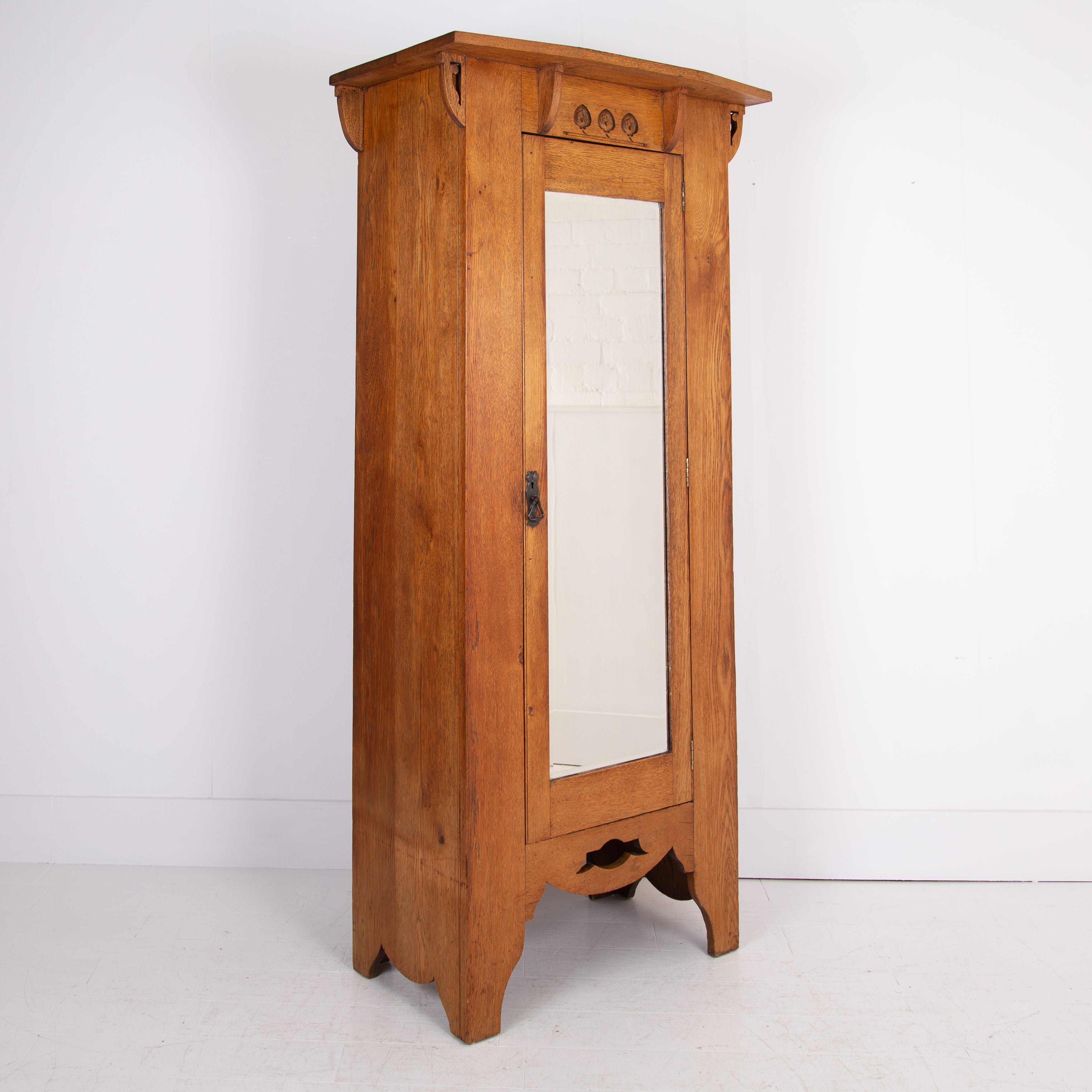 A Super Arts and Crafts Oak Hall Single Wardrobe C1900