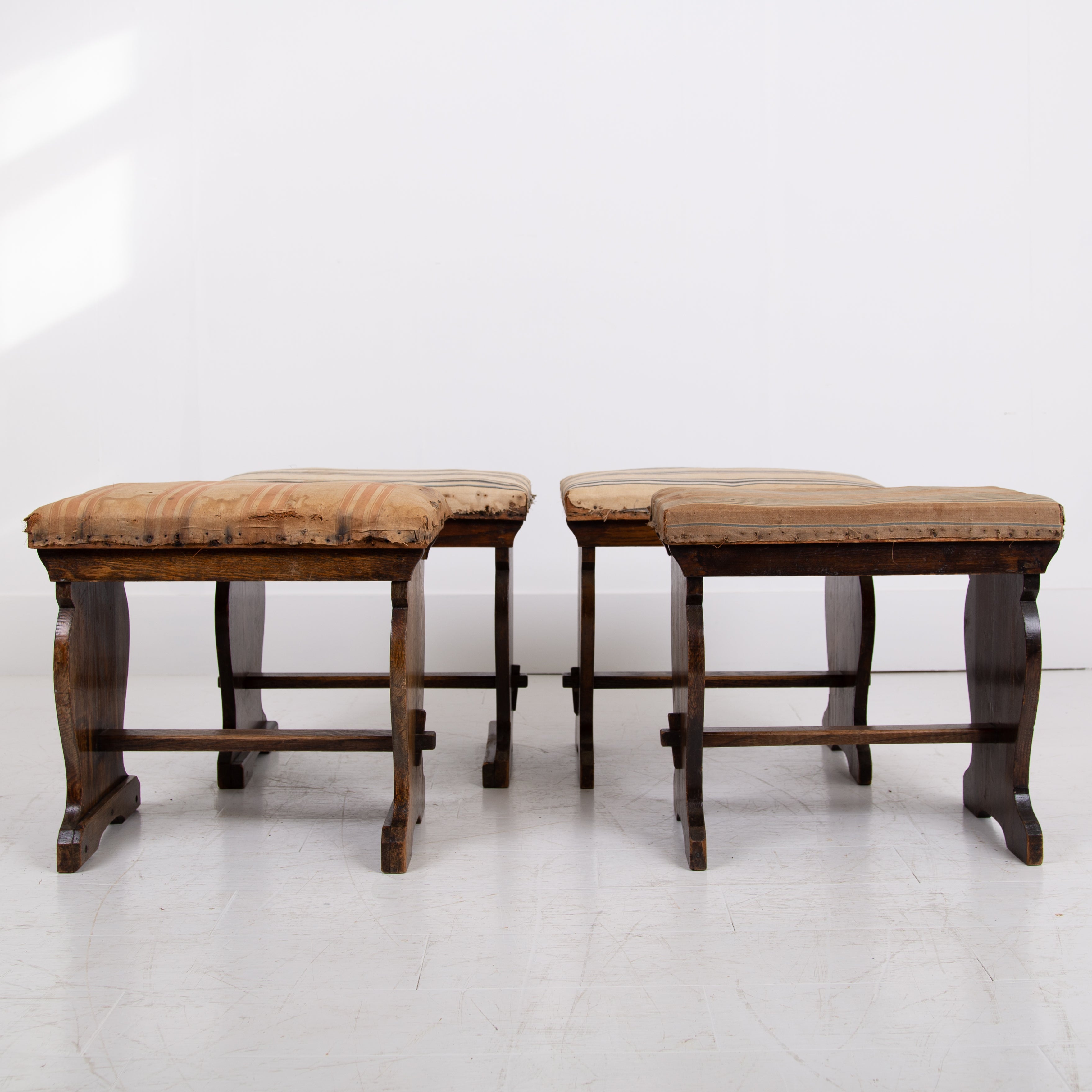 Pair Oak Arts and Crafts Low Stools We Have 2 Pairs
