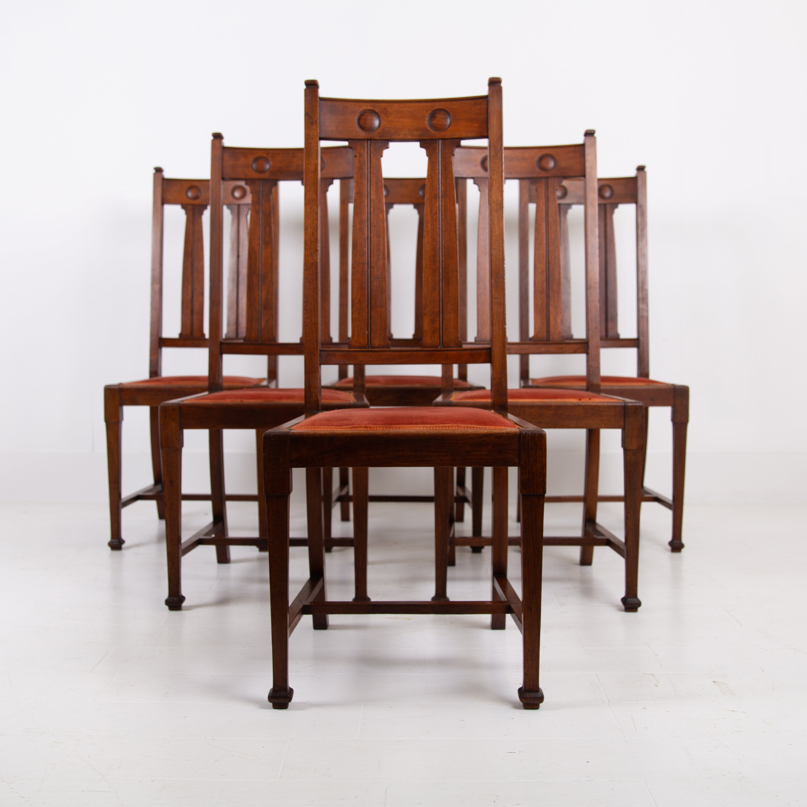 Set Of 6 Scottish Arts & Crafts Dining Chairs C.1910