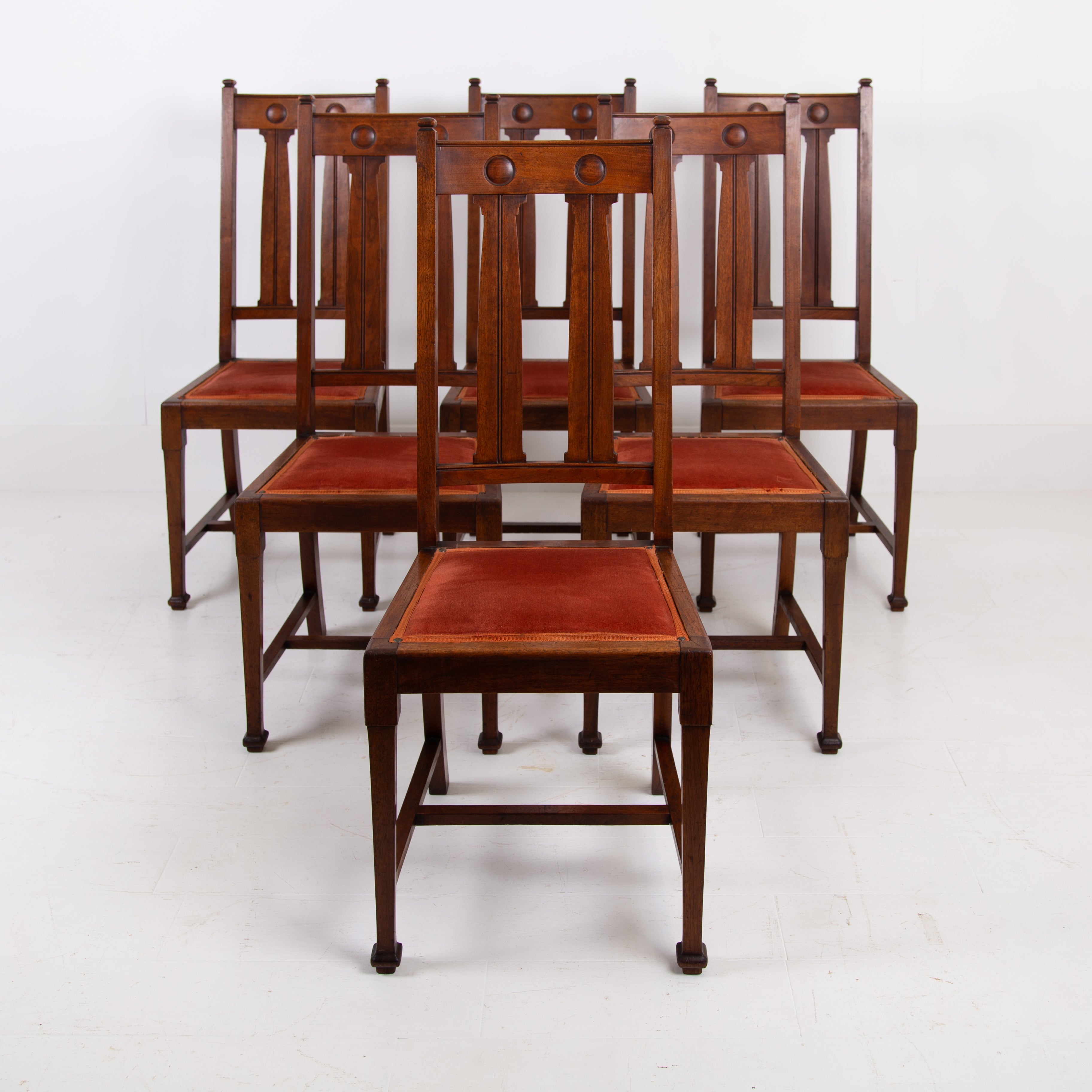 Set Of 6 Scottish Arts & Crafts Dining Chairs C.1910