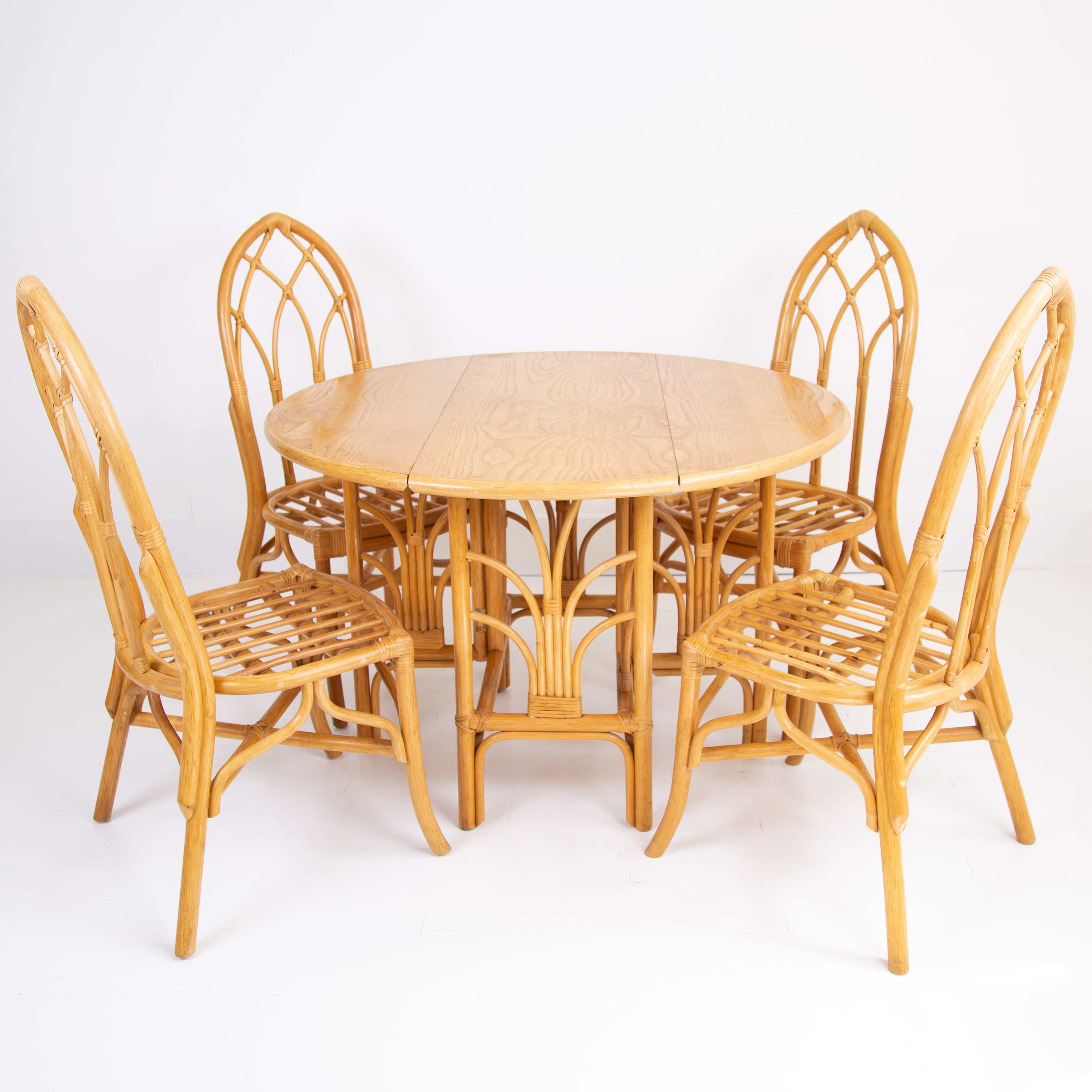 Mid Century Bamboo Table and 4 Chairs