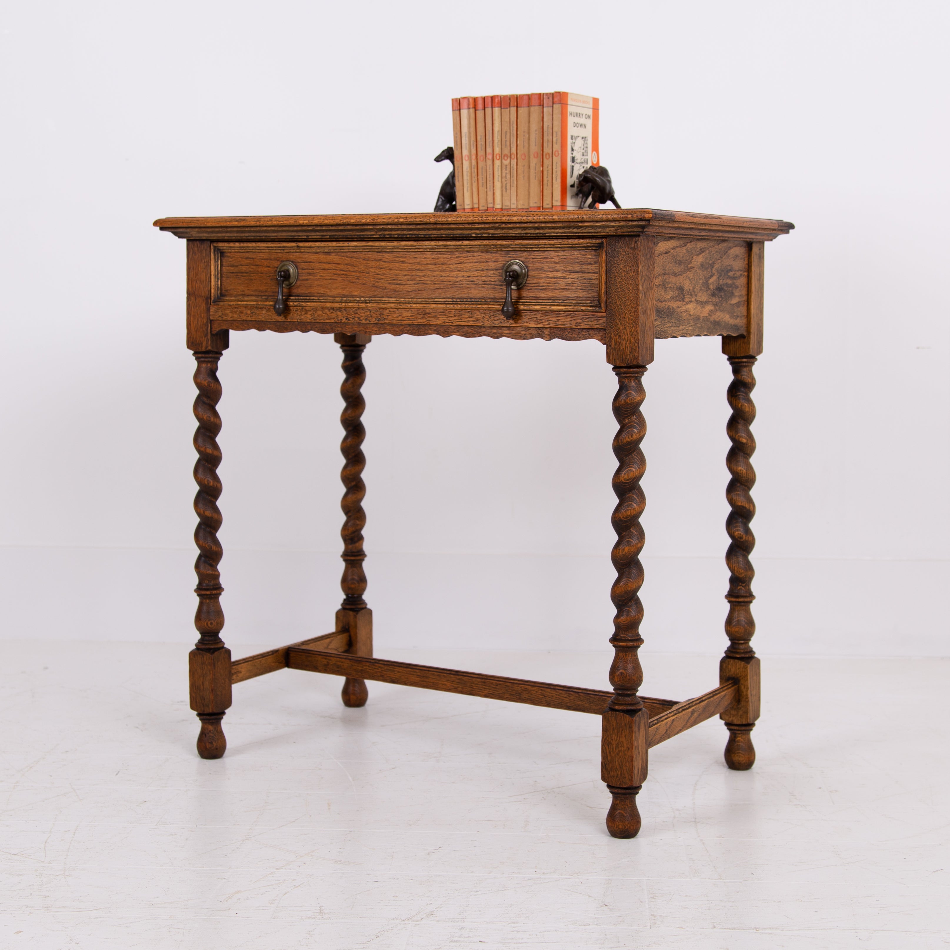 English Oak Desk Side Table 1910