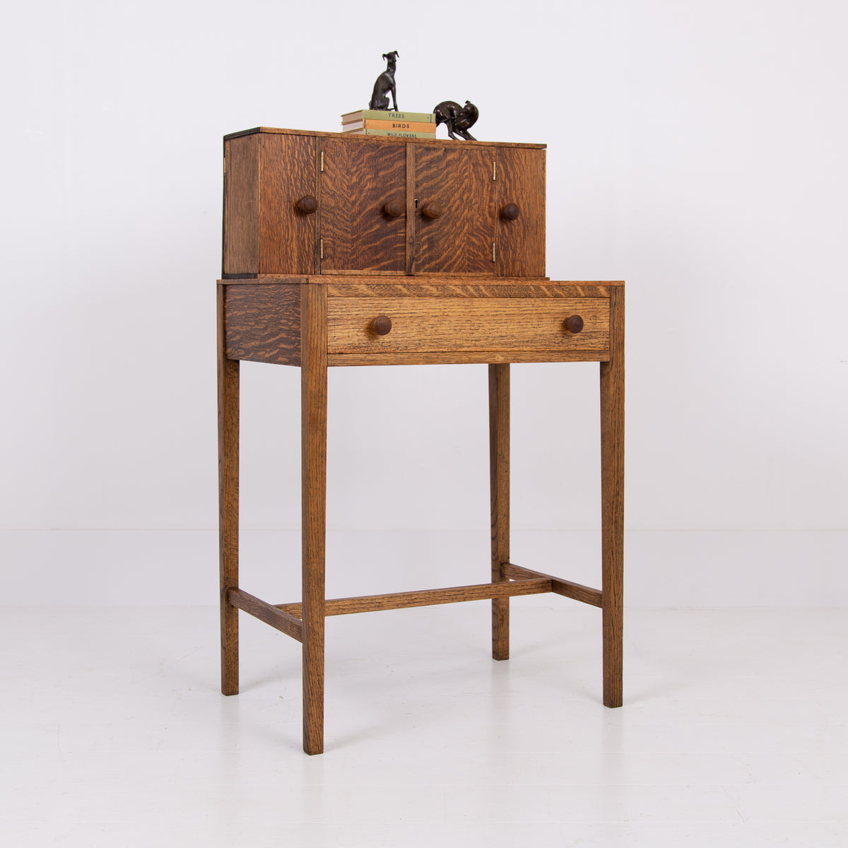 Delightful Oak Single Drawer Side Table Desk 1930s