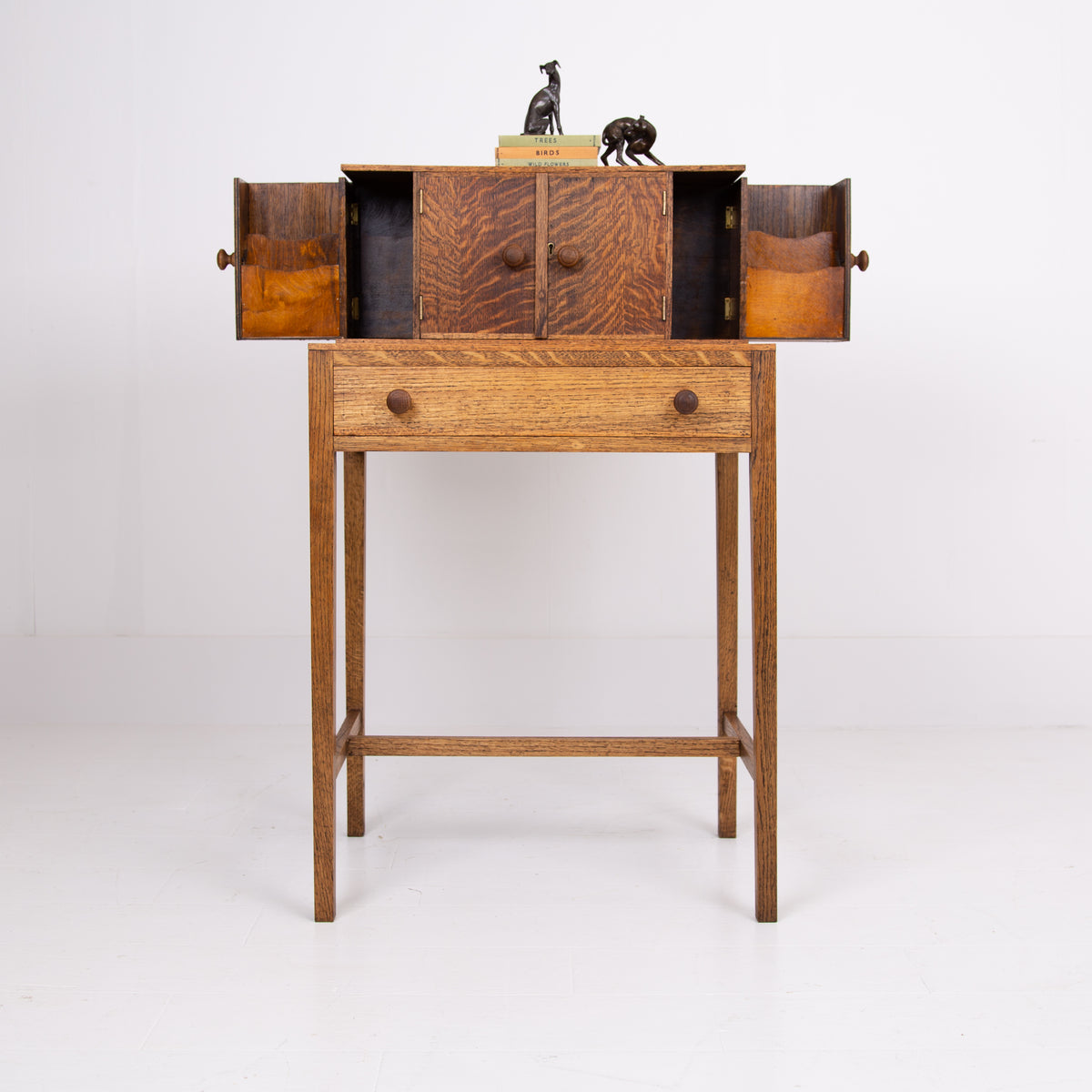 Delightful Oak Single Drawer Side Table Desk 1930s