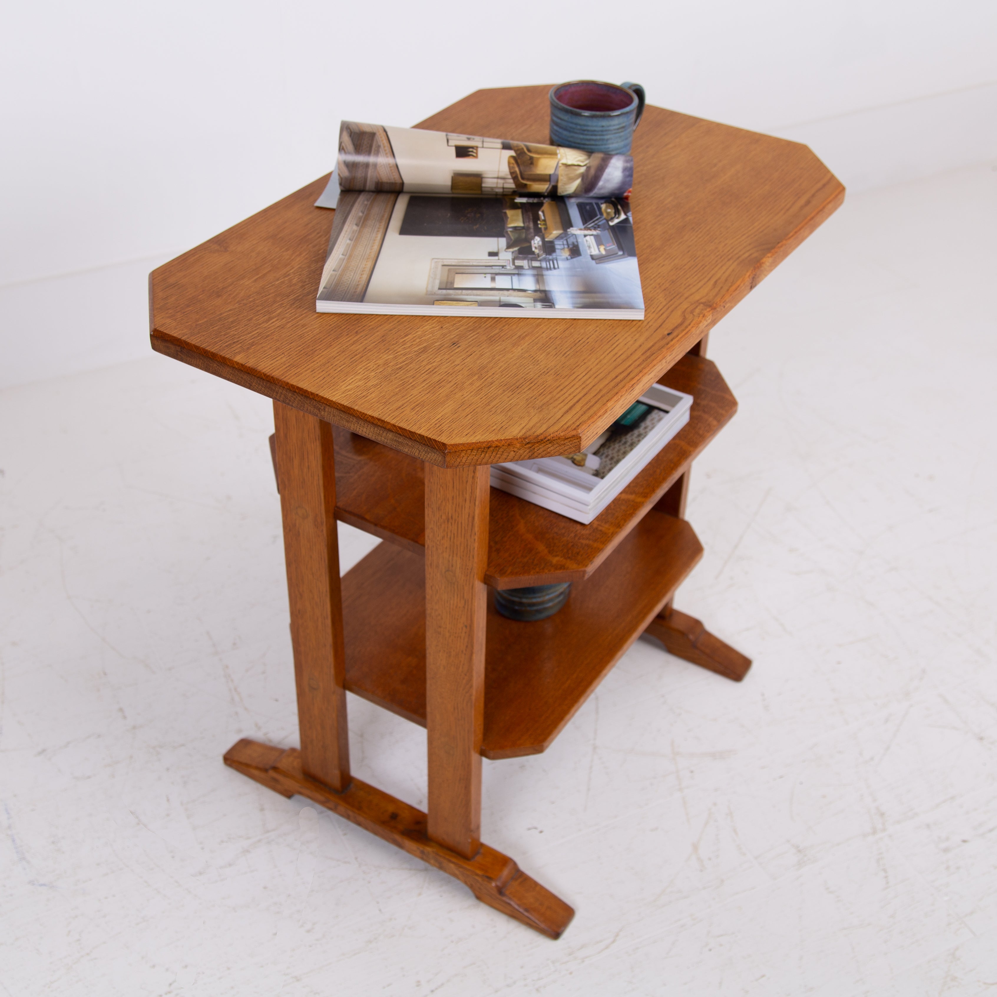Cotswold School Oak 3 Tier Side Table c1920