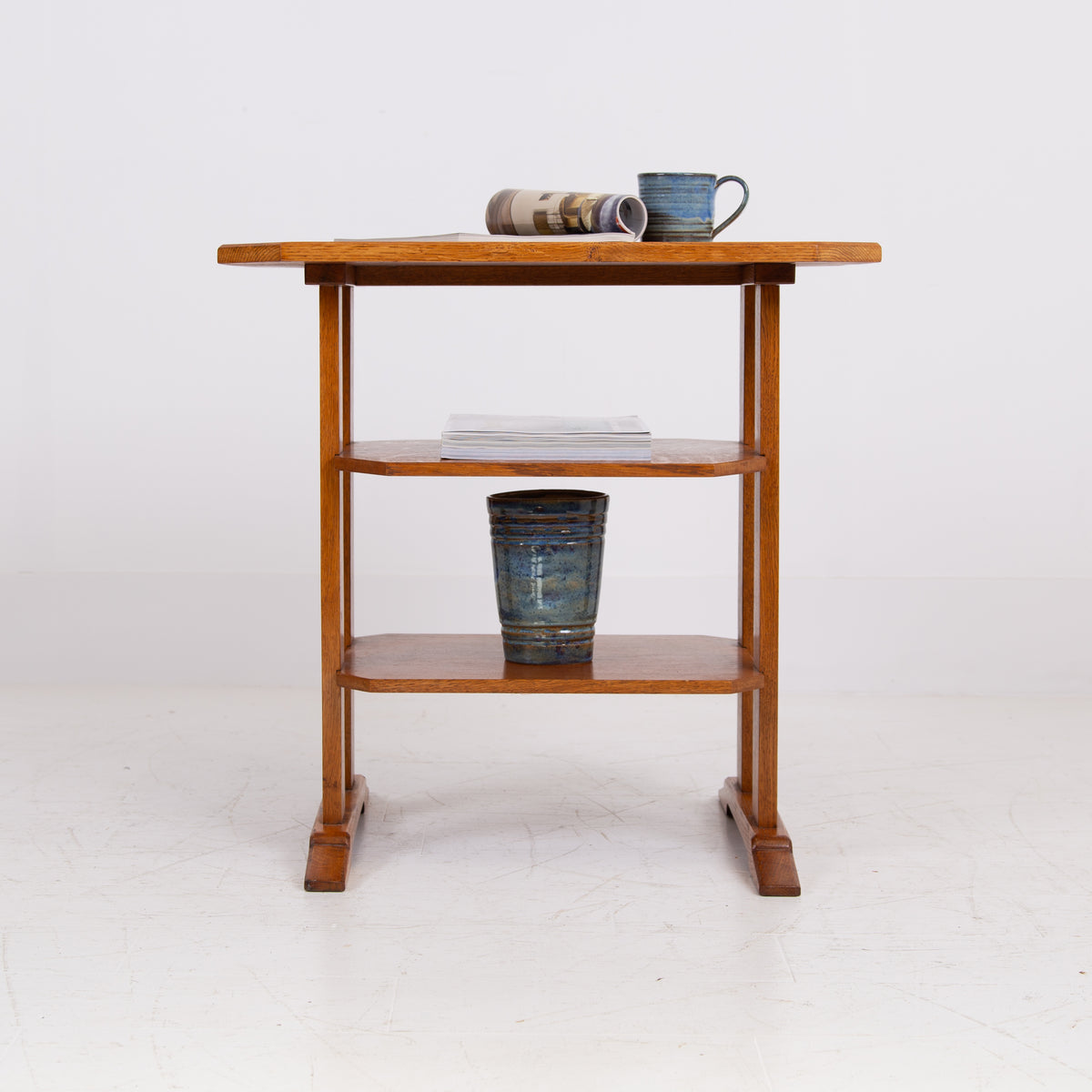 Cotswold School Oak 3 Tier Side Table c1920