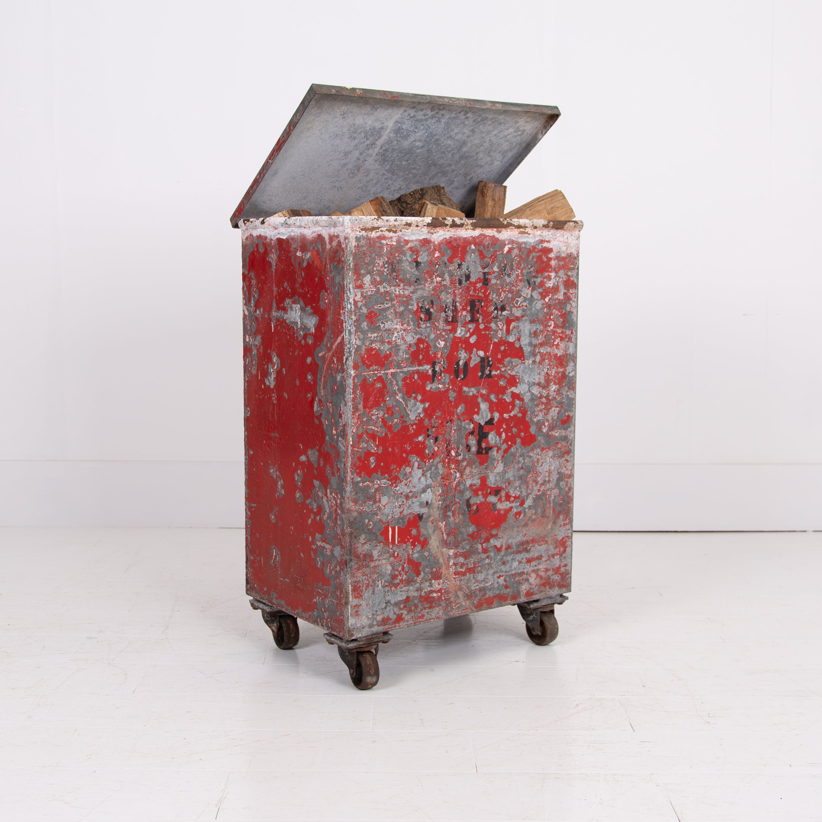 Vintage Fire Bin on Wheels From Richard Arkwright Masson Mills