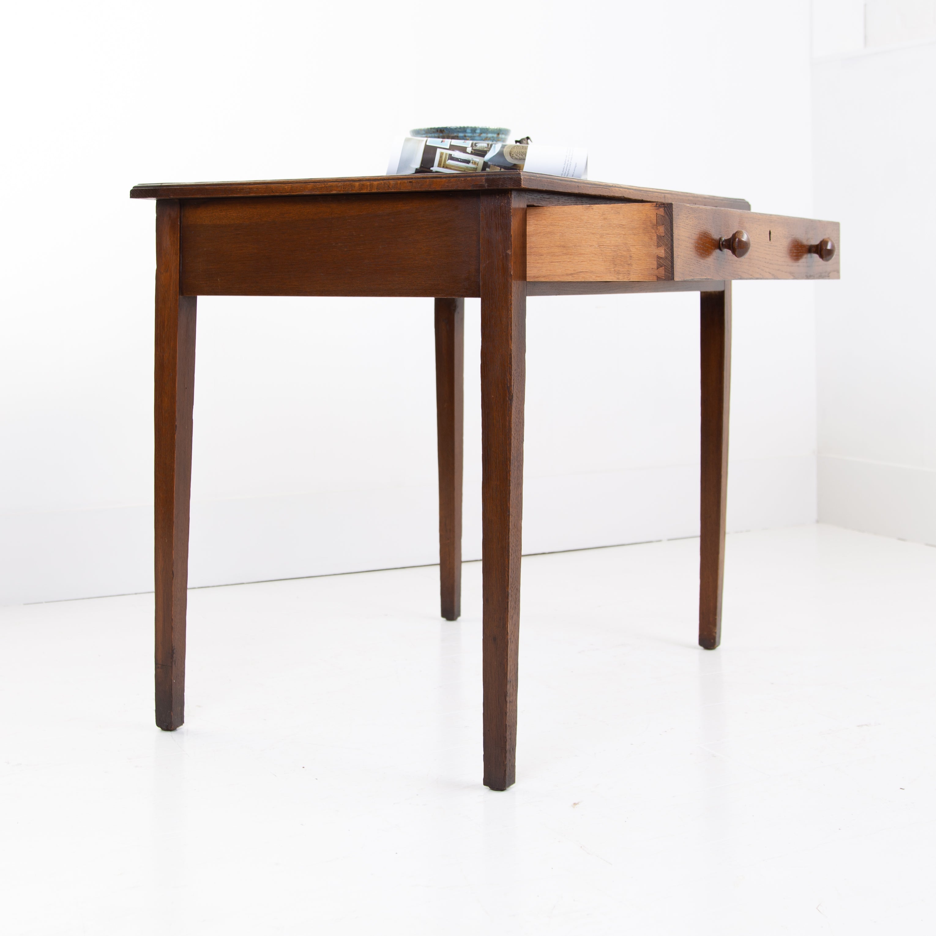 Early C20th Oak Single Drawer Leather Topped Desk